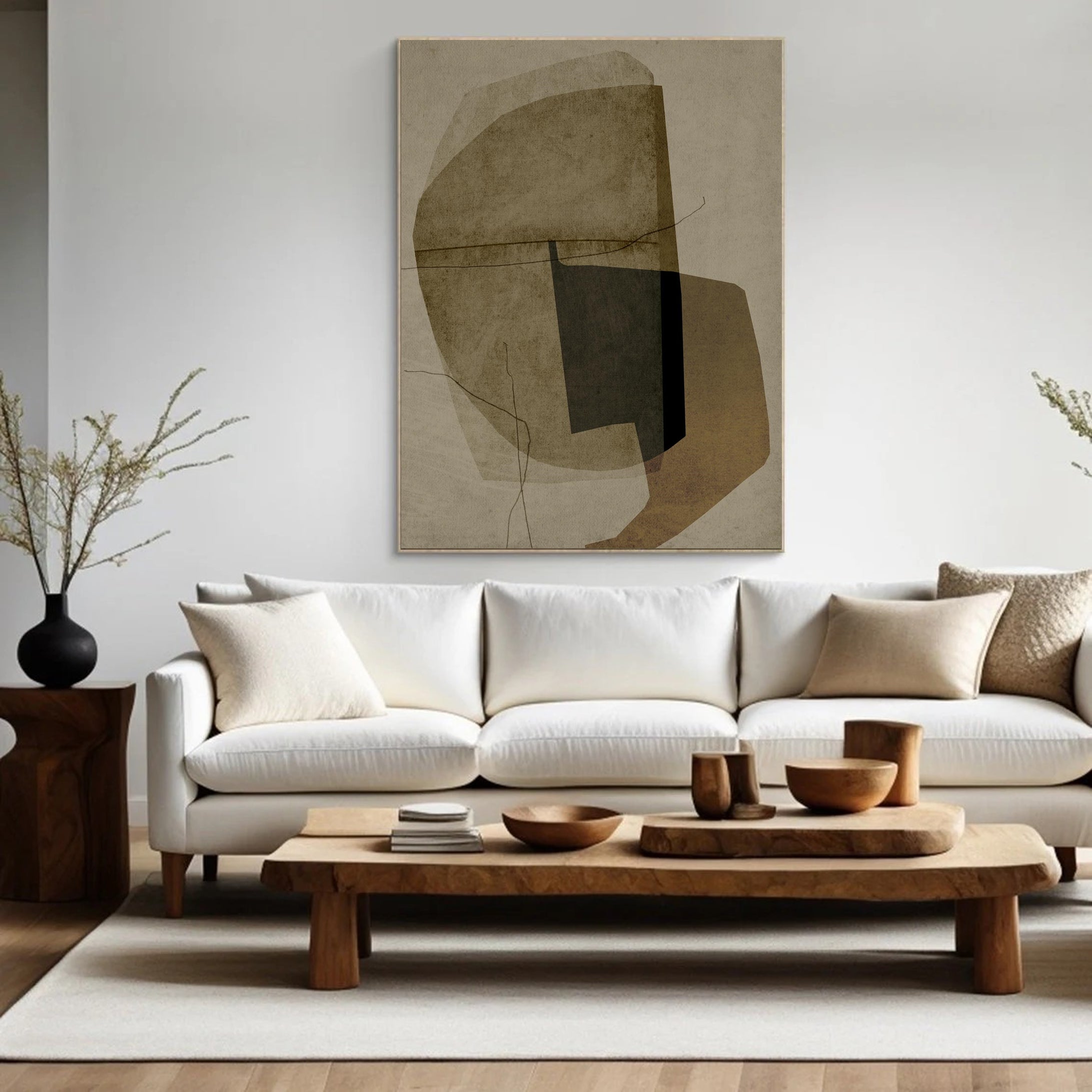 Handcrafted Geometric Neutral Tones Canvas #MM027