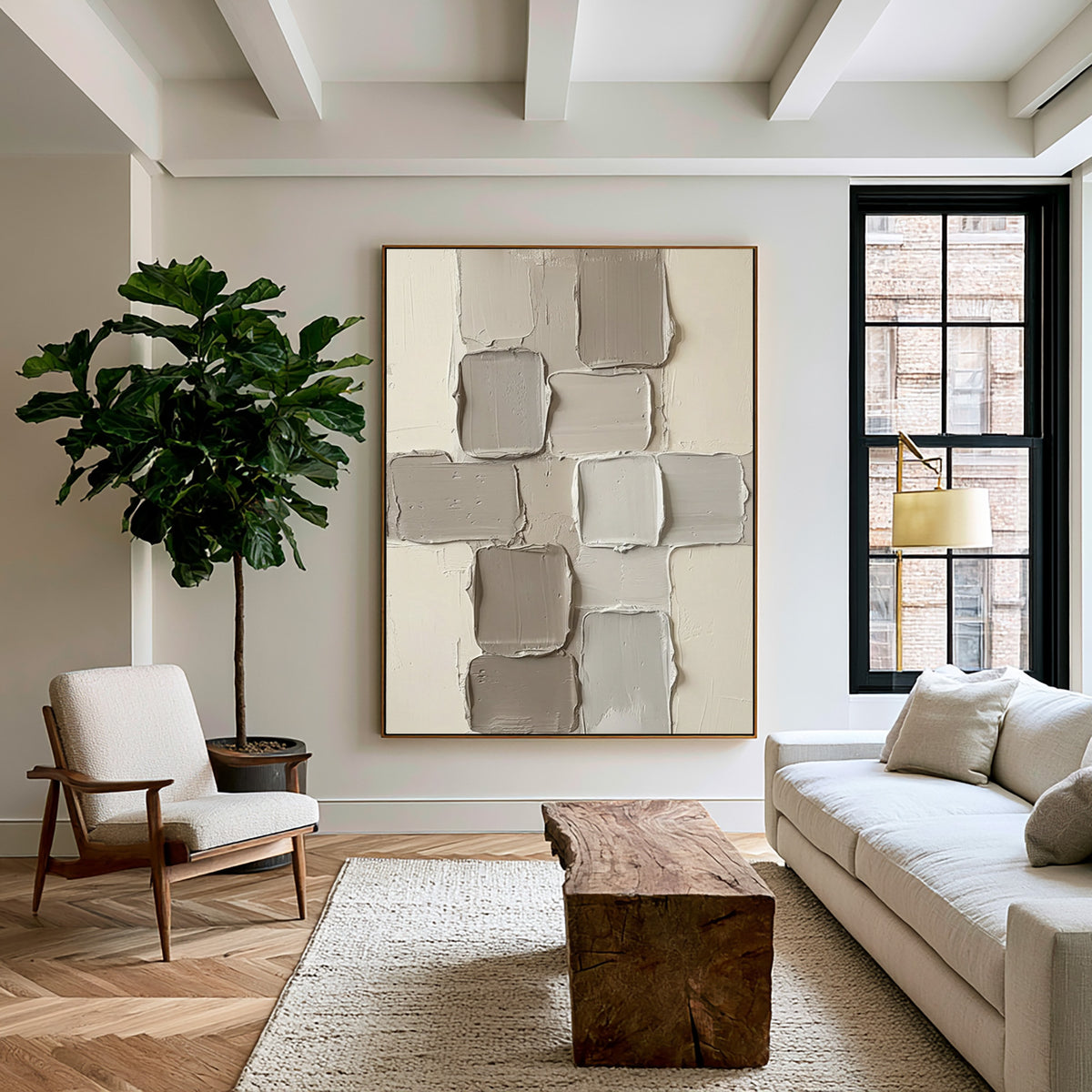 Drifting Forms In Neutral Space Large White Beige Abstract Textured Wall Art Sculptural Relief