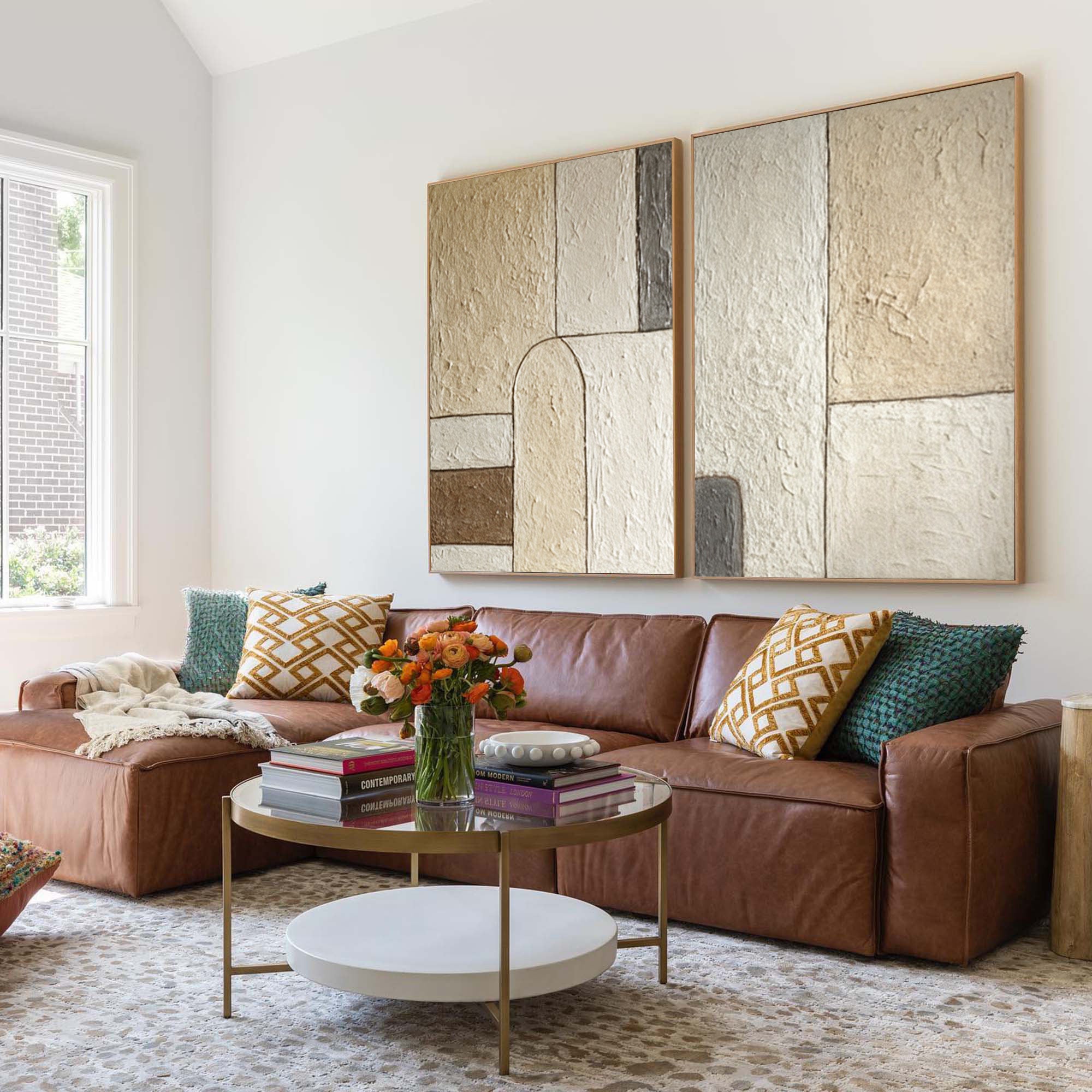 Minimalist Duo Wall Art - Neutral Abstract Canvas Prints #AG 049