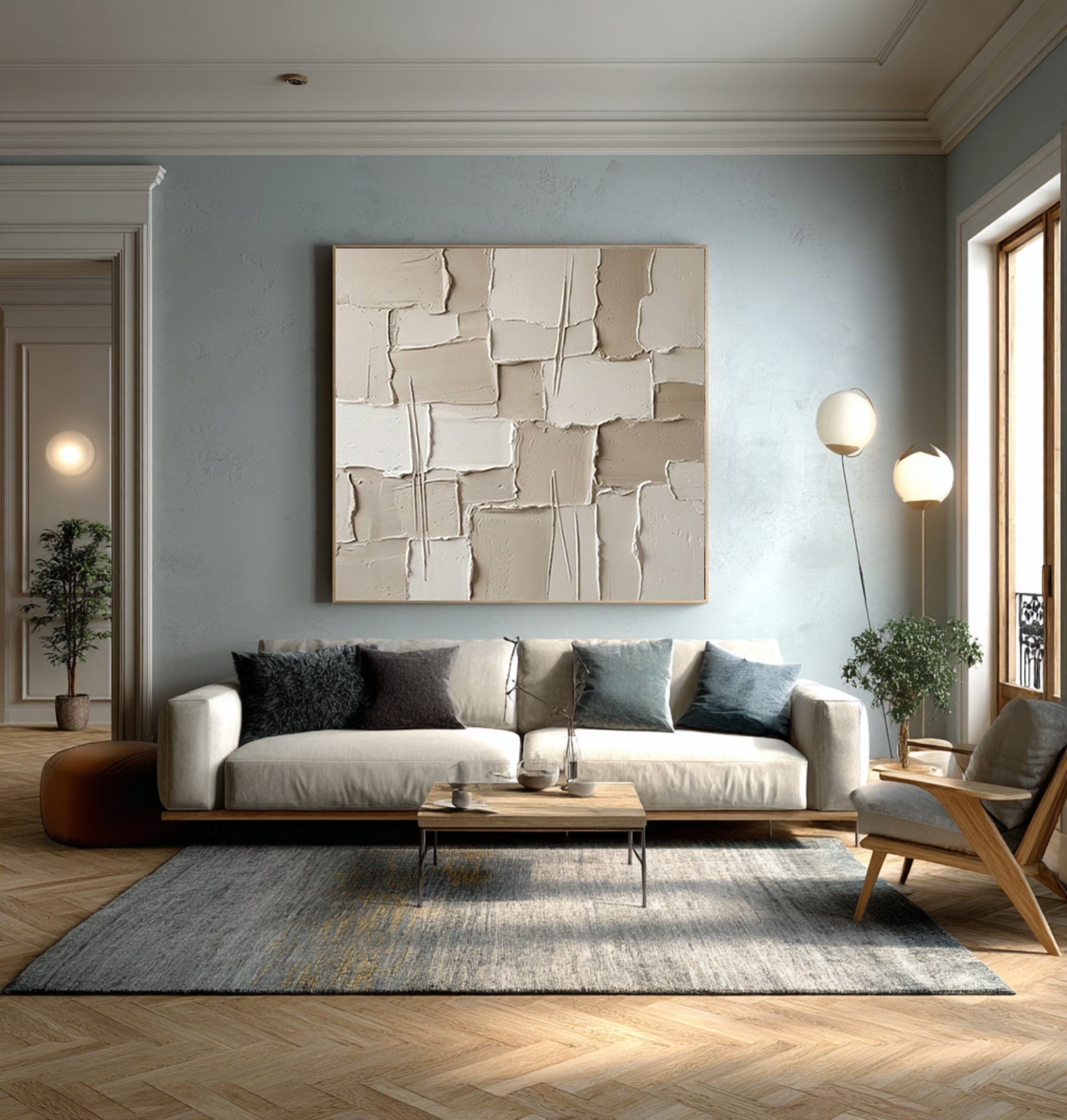 Large Gallery Wall Texture Art Contemporary Neutral Sculptural Canvas Painting