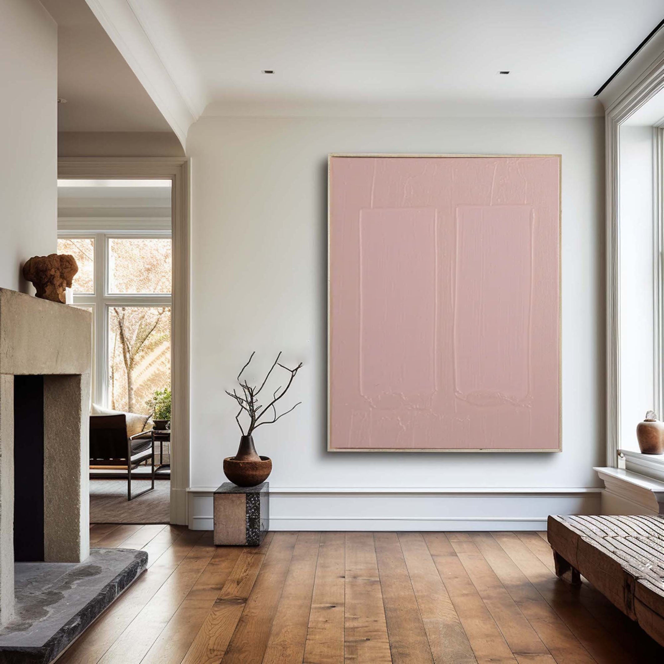 Minimalist Pink Wall Art Soft Tones Abstract Canvas  #AB020