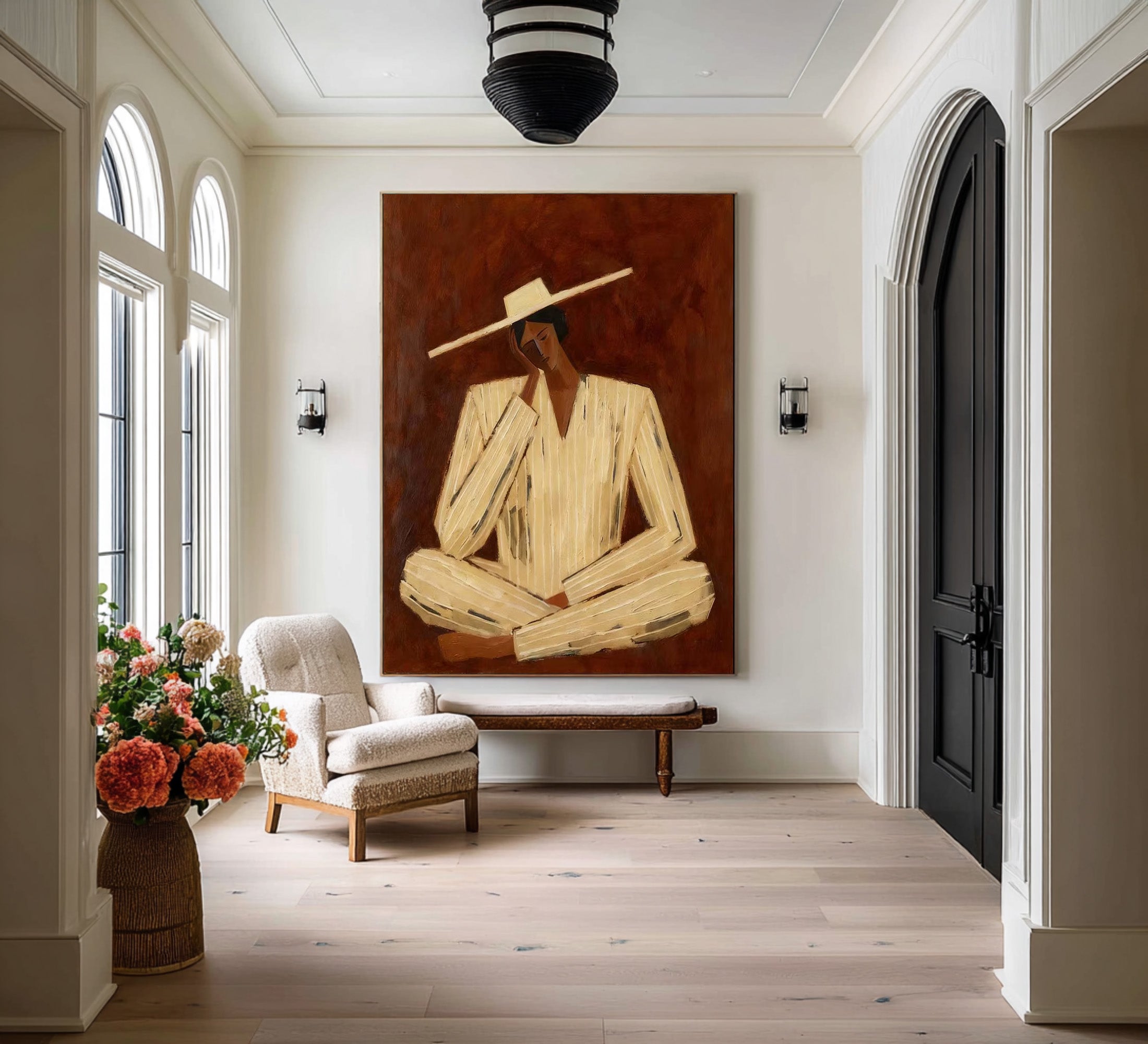 Large Minimalist Figure Painting for Modern Interiors
