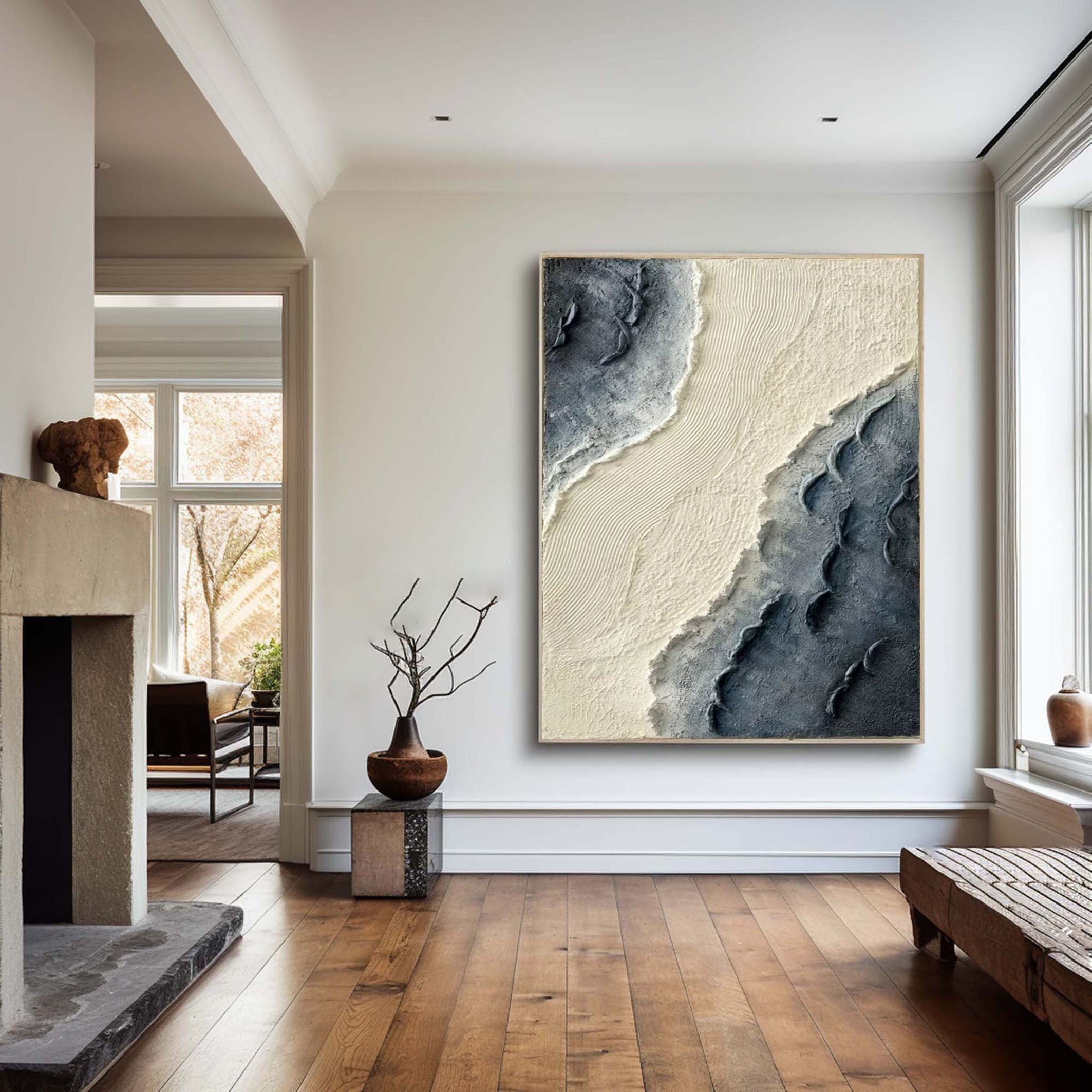 Textured Coastal Dunes Art Modern Ocean Painting #OP002