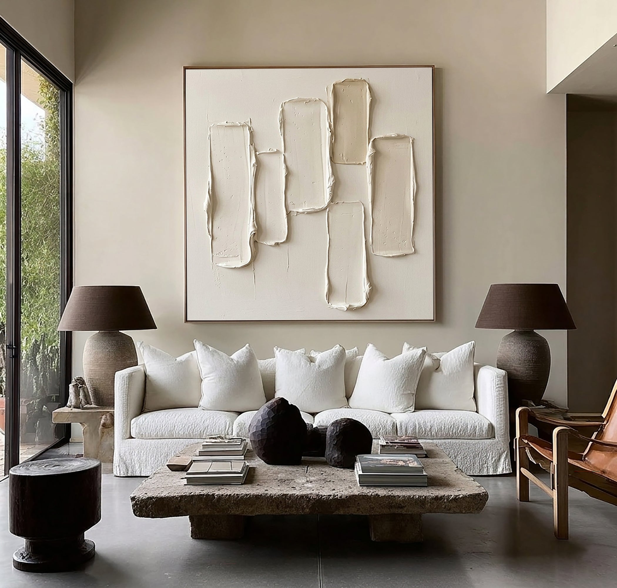 Large Architectural Textured Wall Art Contemporary Minimalist Neutral Painting