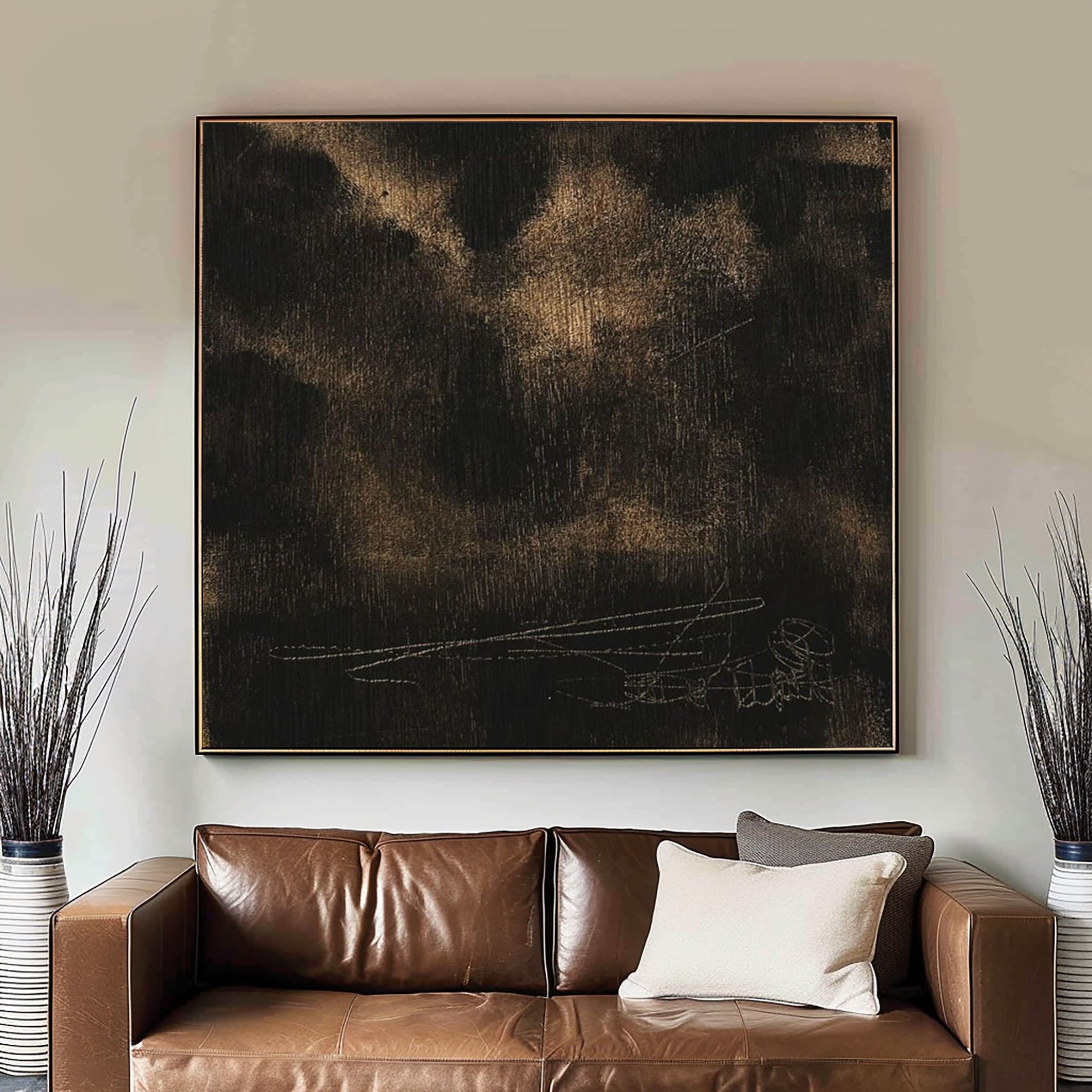 Mystic Shadows Dark Abstract Canvas Wall Art #MM077