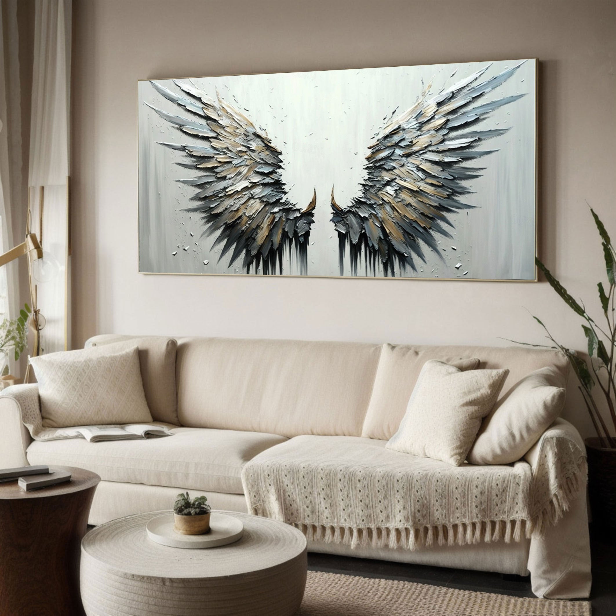 Handmade Angel Wing Art - Textured Abstract Painting #MM361