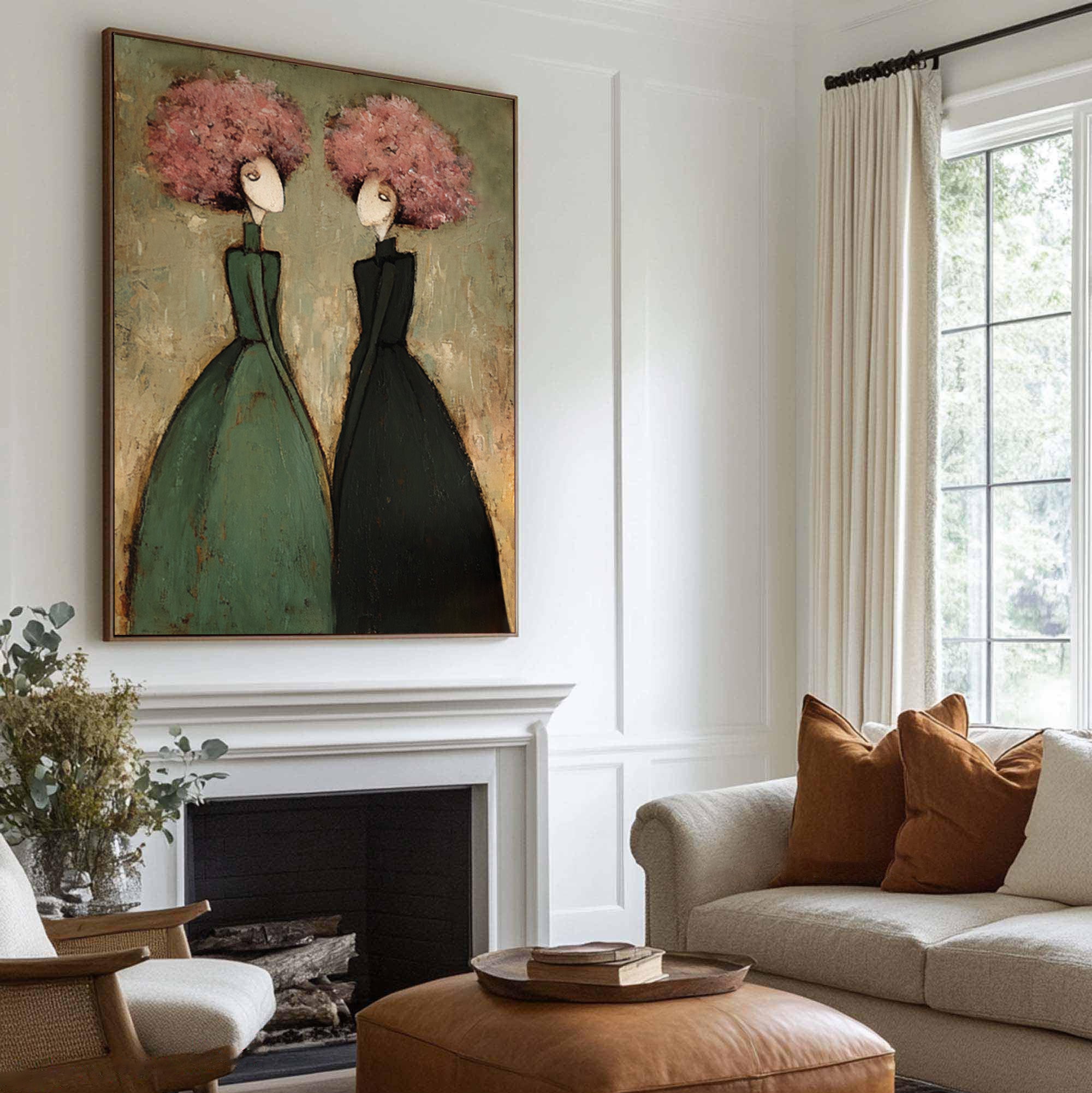 Modern Paired Figure Oil Painting - Contemporary Wall Art | KelorArt