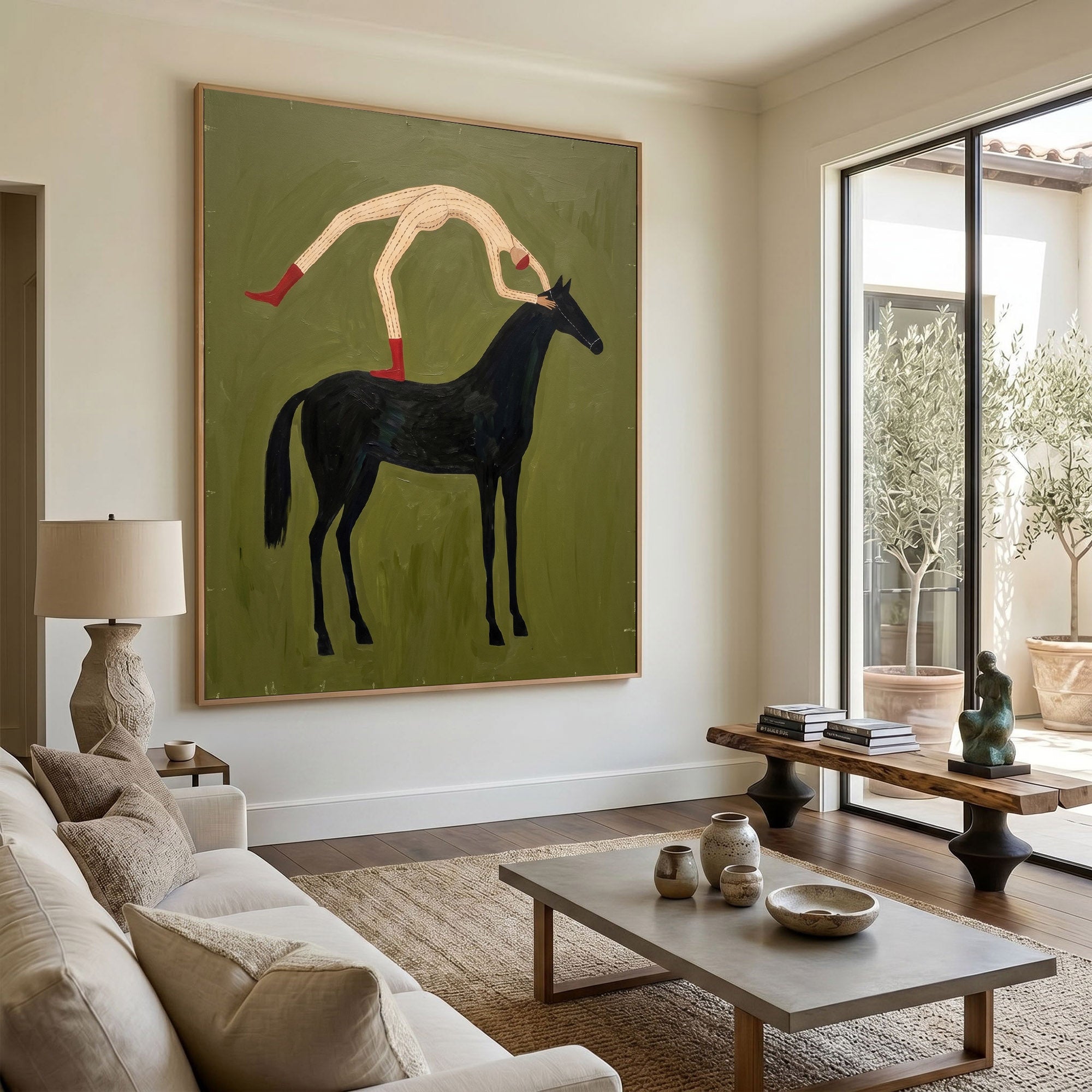 Large Cowboy Horse Wall Art Contemporary Western Oil Painting Hand Painted Artwork