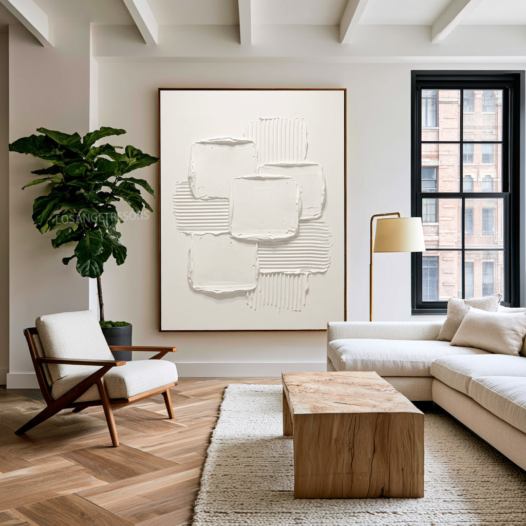 Architecture Through Abstract Forms Large White Textured Abstract Wall Art Modern Luxury Interior Decor