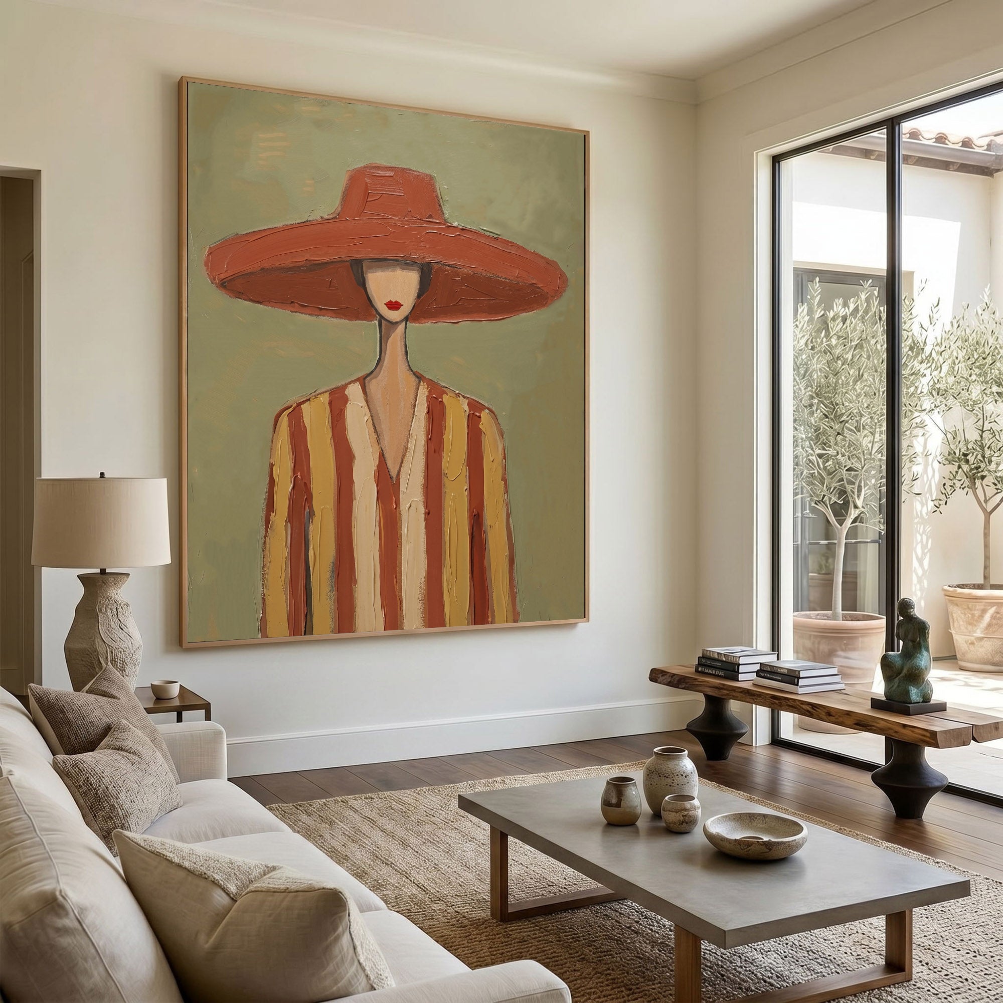 Large Cowgirl Wall Art Vintage Americana Art Western Woman Portrait Oil Painting Cowboy Style Home Decor