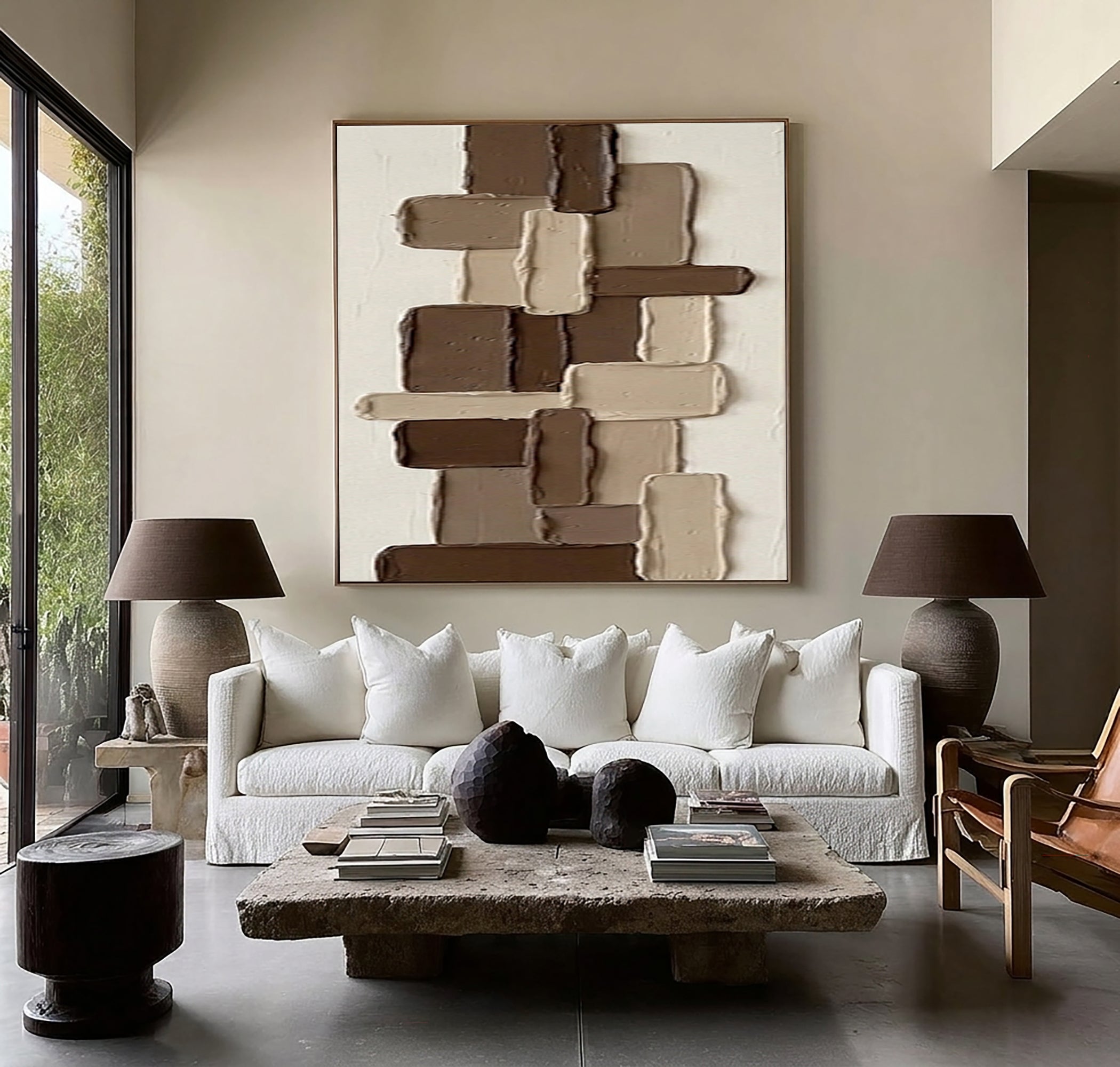 Large Earth Tone Textured Wall Art Hand Painted Abstract Canvas