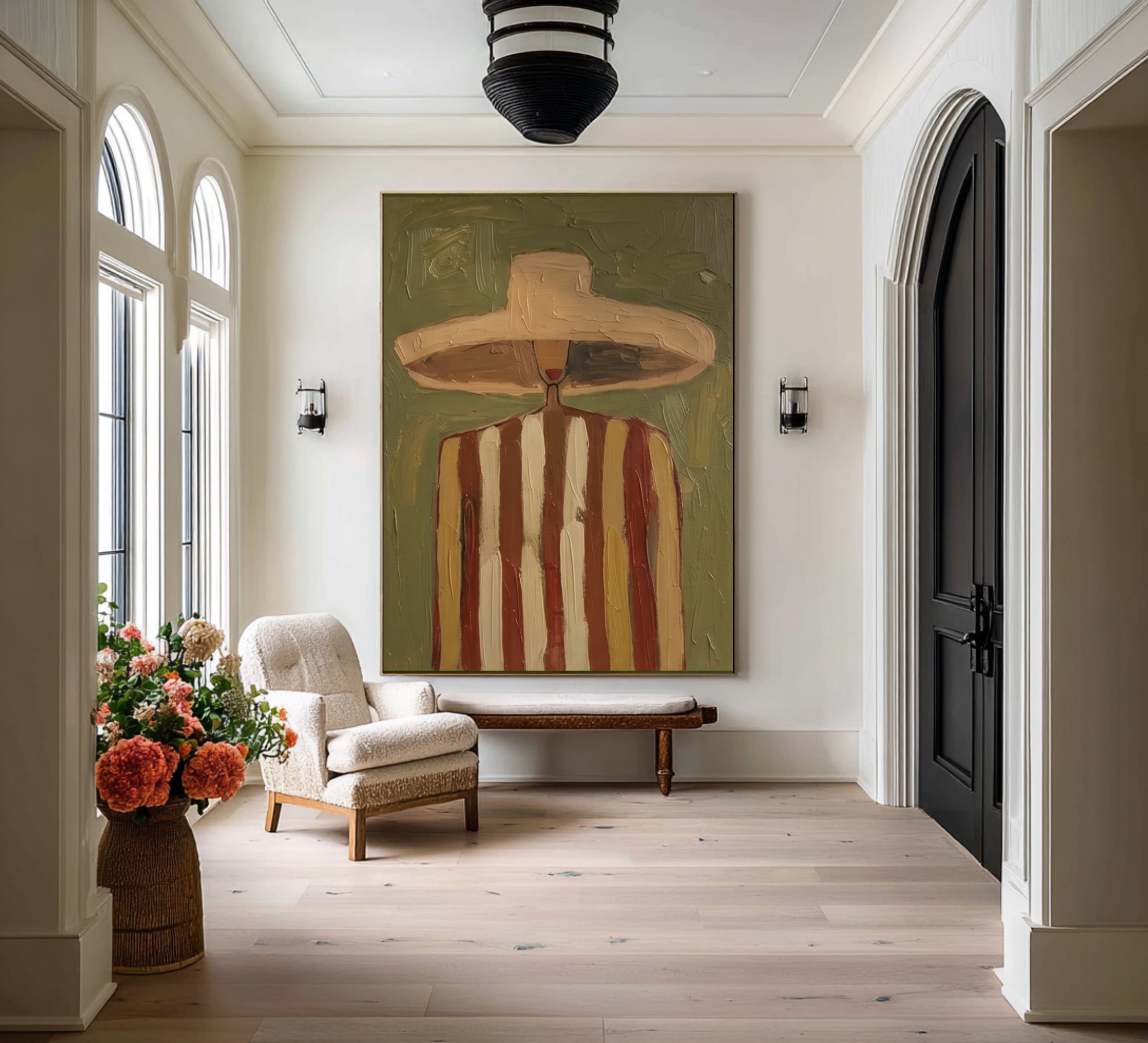 Large Contemporary Portrait Painting Neutral Fashion Wall Decor