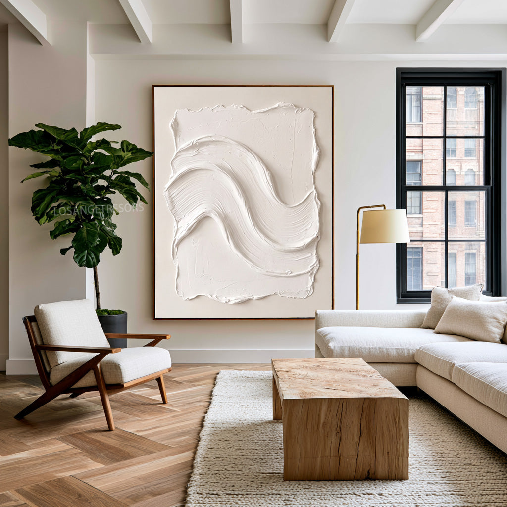 Large Quiet Luxury Abstract Wall Art Textured Oil Painting Minimalist Neutral Artwork Modern Interior Decor