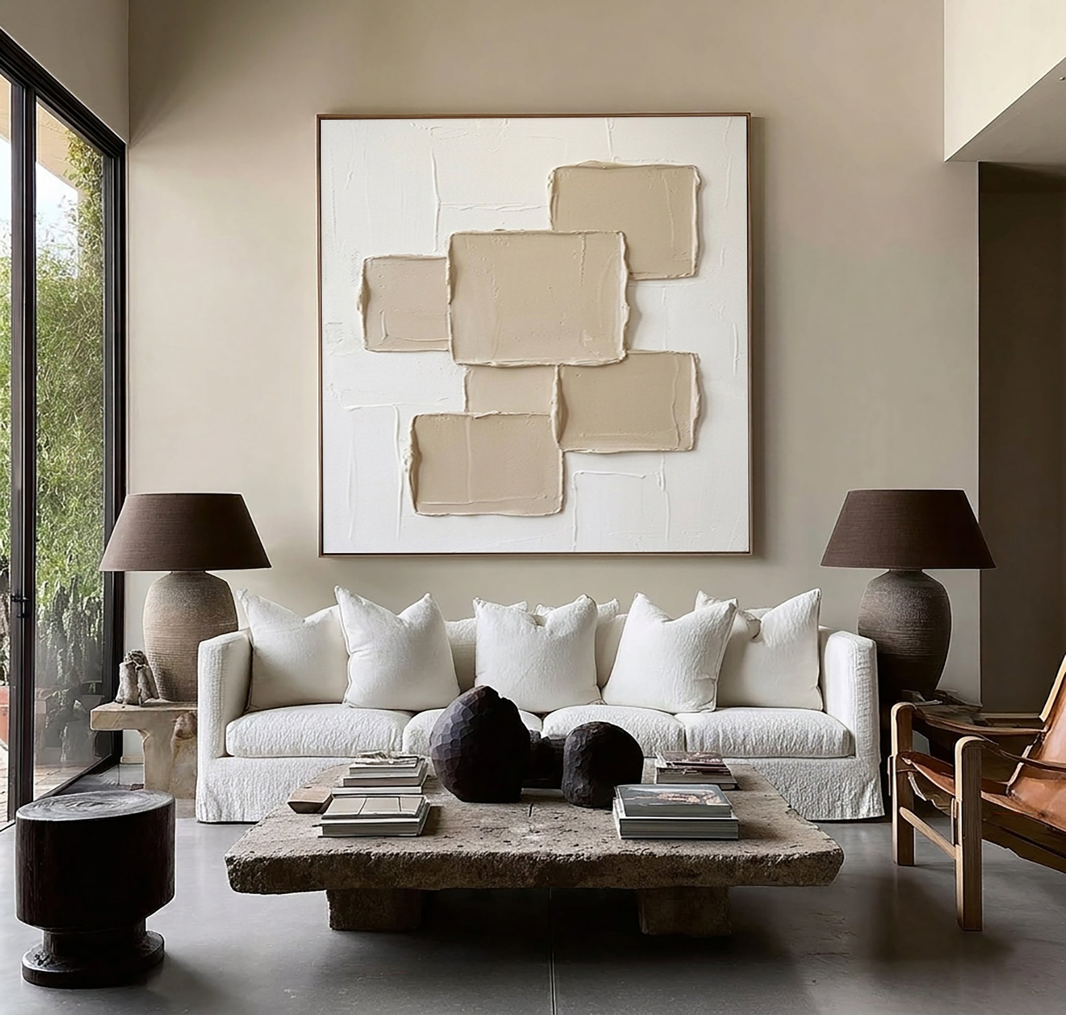 Large Contemporary Geometric Texture Art Hand Painted Canvas