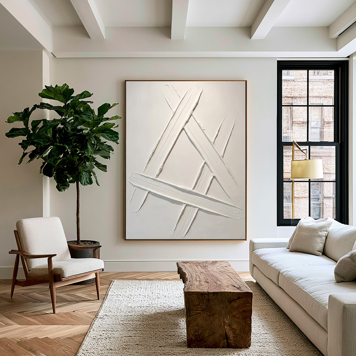 The Space Between Marks Original Hand Painted Artwork Neutral Modern Wall Decor Contemporary Interior
