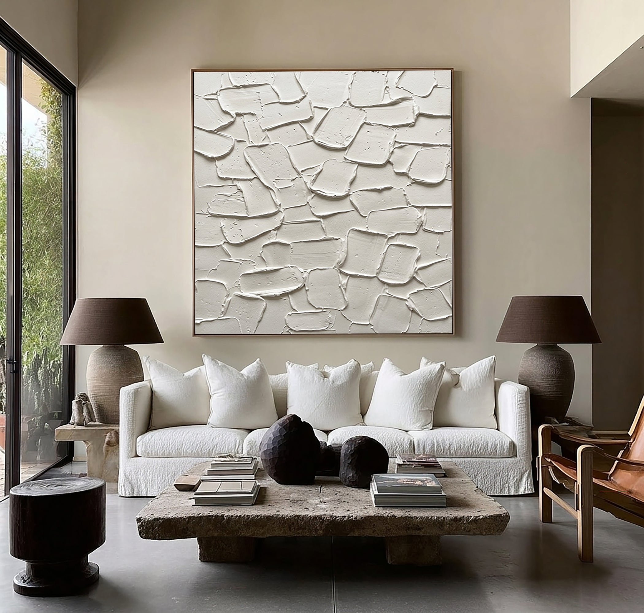 Large Stone Inspired Textured Wall Art Neutral Contemporary Canvas Painting