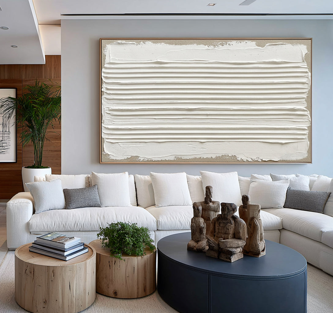 Strata Shaped Over Time Large Horizontal Textured Wall Art Sculptural Relief Contemporary Abstract Painting