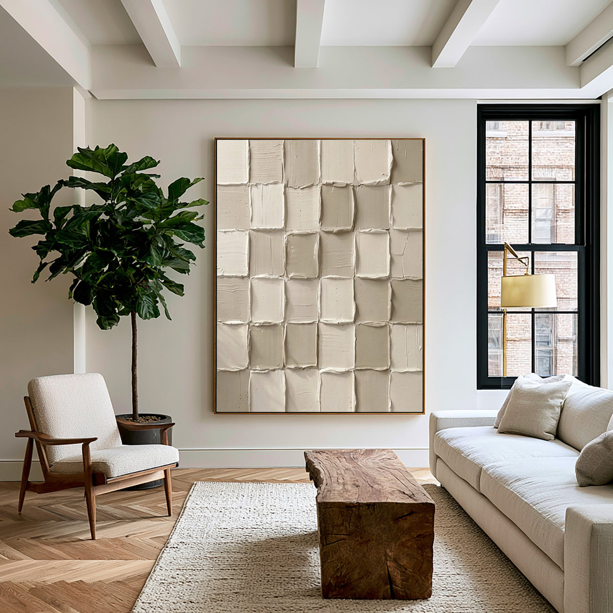 Handmade Forms In Soft Relief Large Ivory Textured Abstract Wall Art Sculptural Modern Decor
