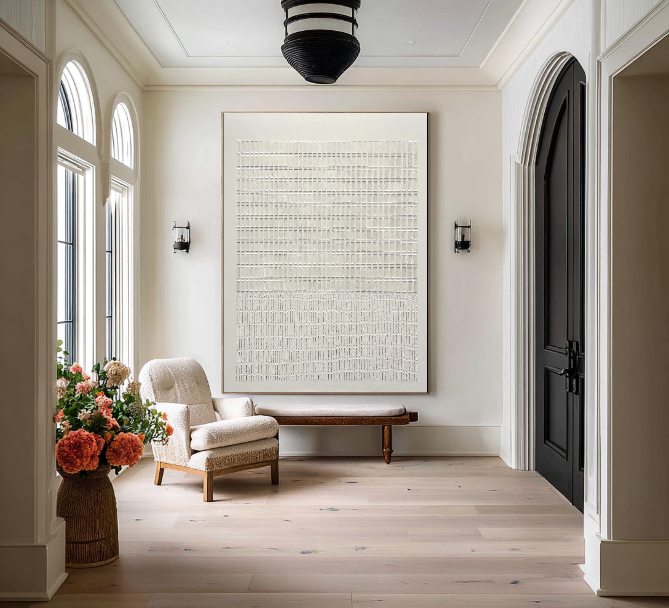 Abstract White Textured Oil Painting - Modern Canvas Wall Art | KelorArt