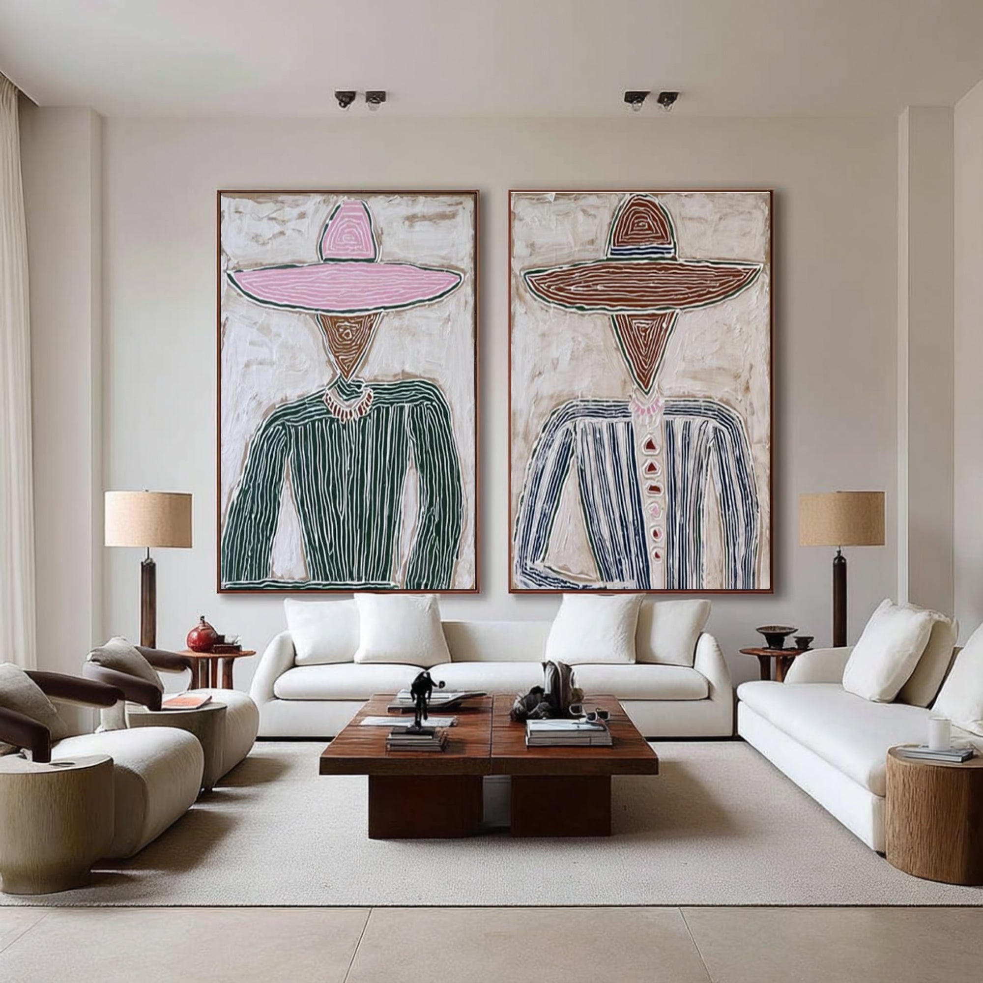 Contemporary Couple Canvas Art Oversized Minimalist Portrait Painting
