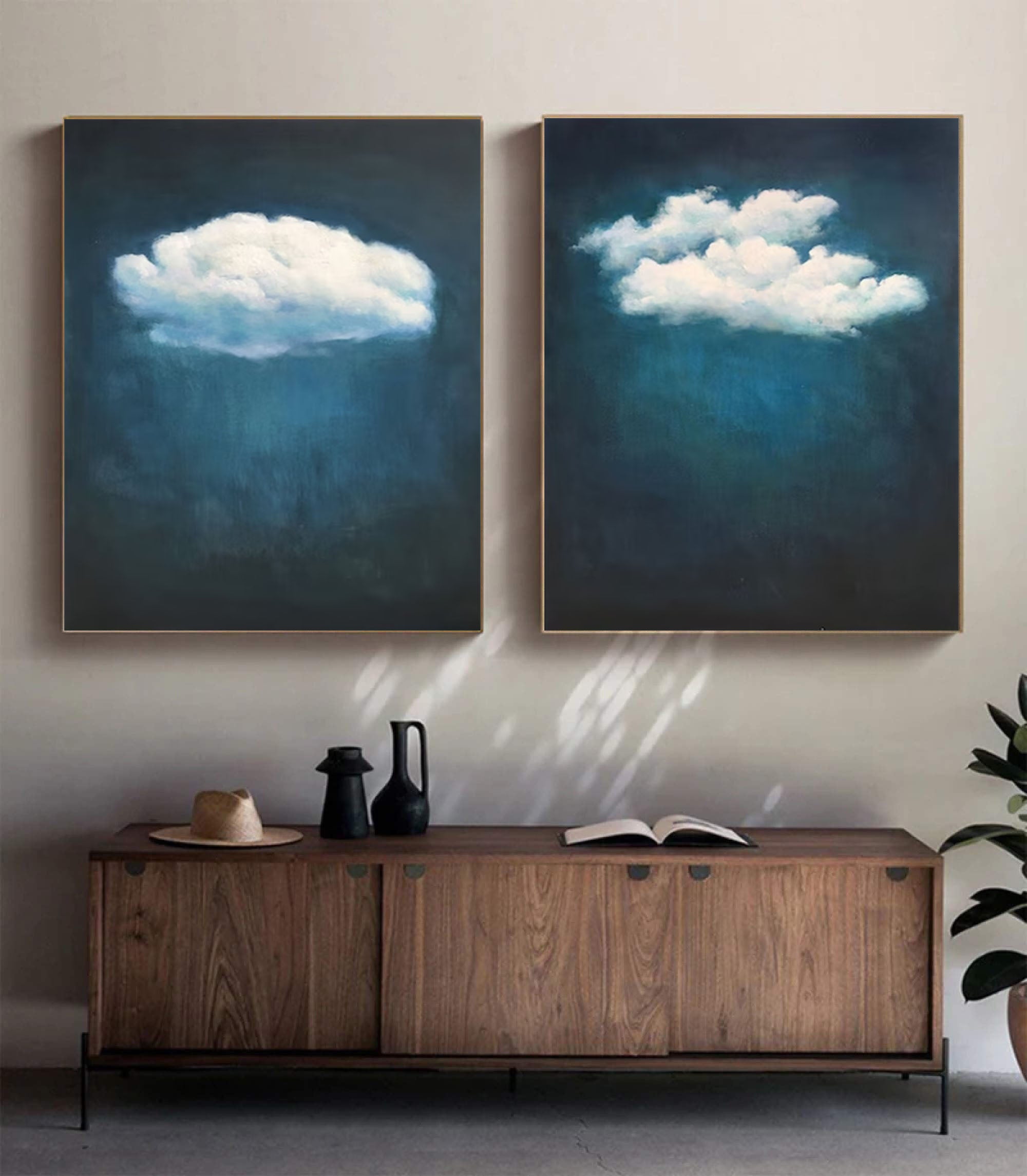 Contemporary Blue and White Cloud Art for Homes Set of 2 #SP009