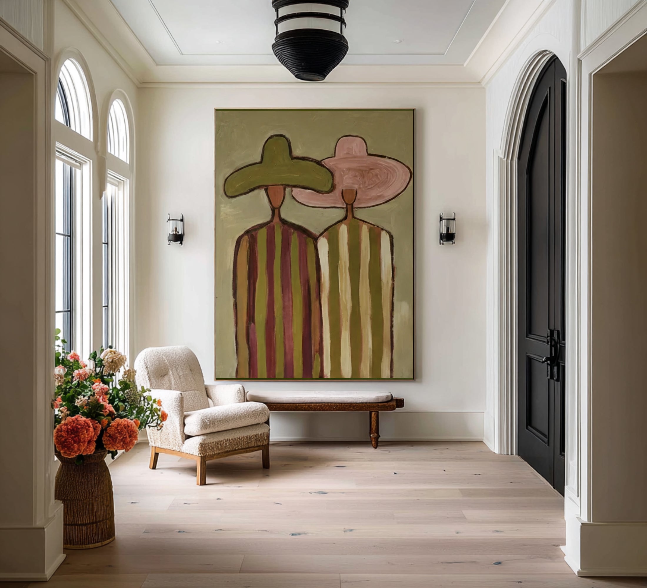 Contemporary Minimalist Couple Painting Elegant Neutral Wall Decor