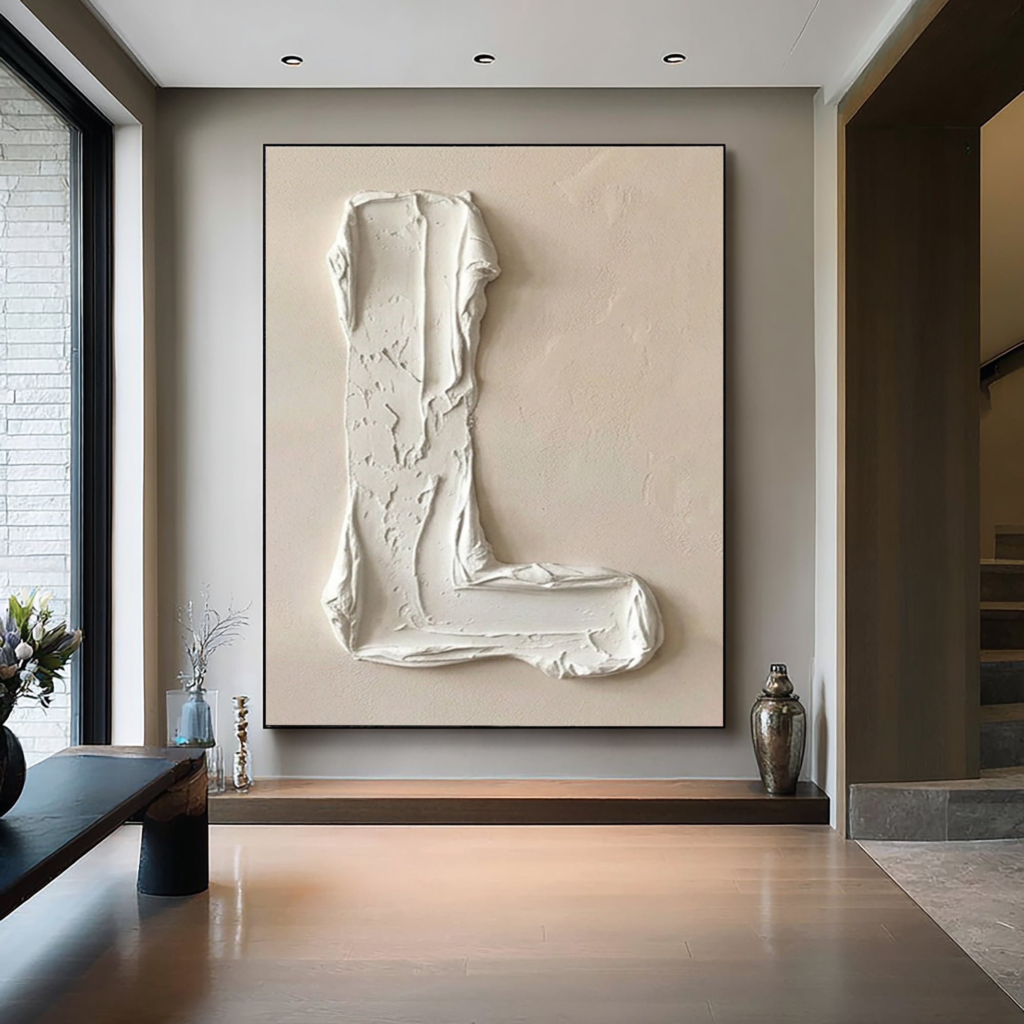 Large Contemporary Oil Texture Artwork – Luxury Neutral Minimalist Painting
