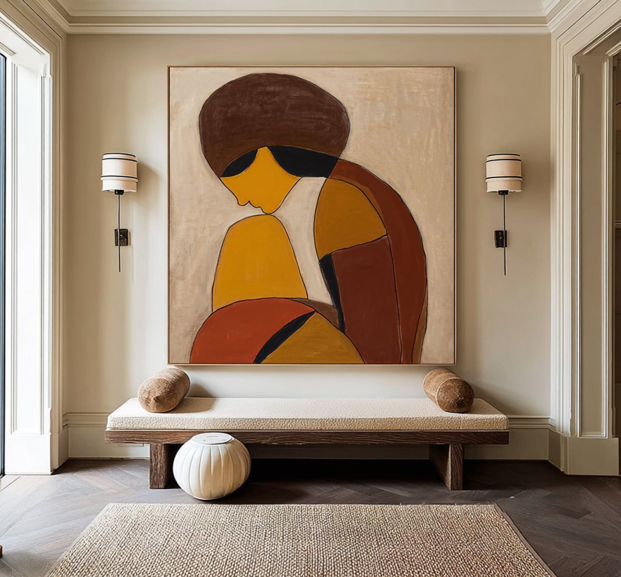 Warm Neutral Abstract Figure Wall Art #CZ 028