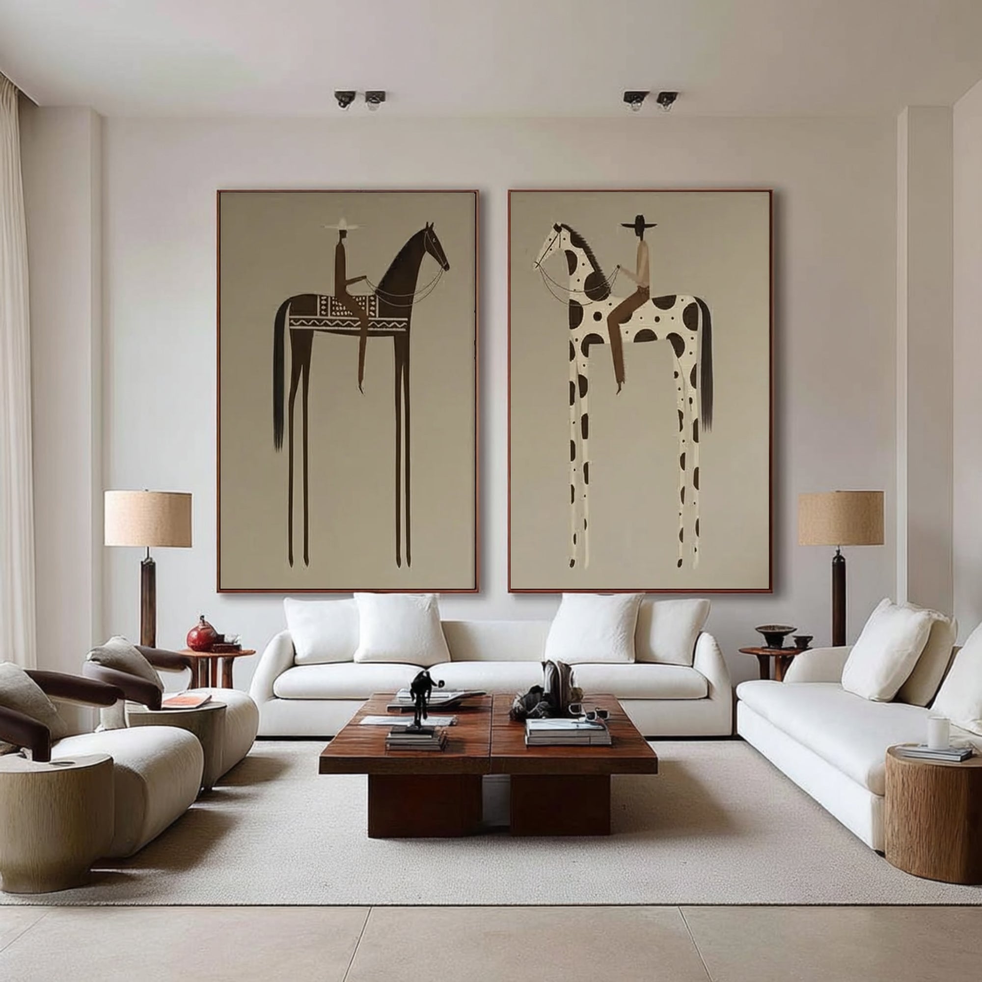 Luxury Equestrian Canvas Art Set Large Designer Horse Paintings