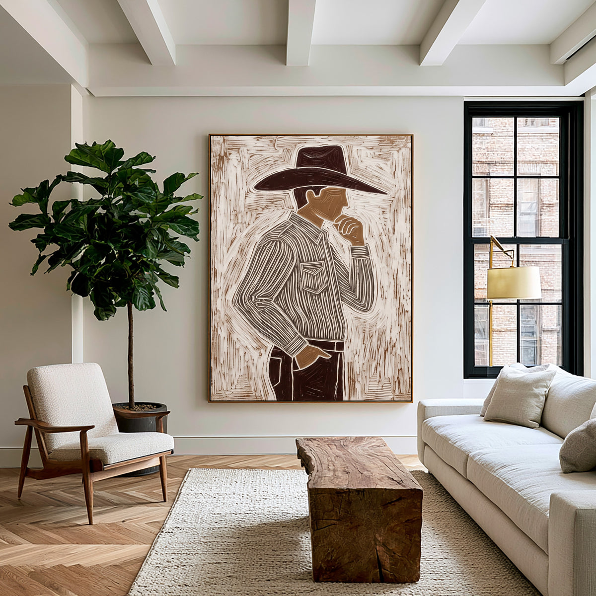 The Confidence of a Cowboy Western Figurative Painting Cowboy Wall Art Hand Painted Artwork
