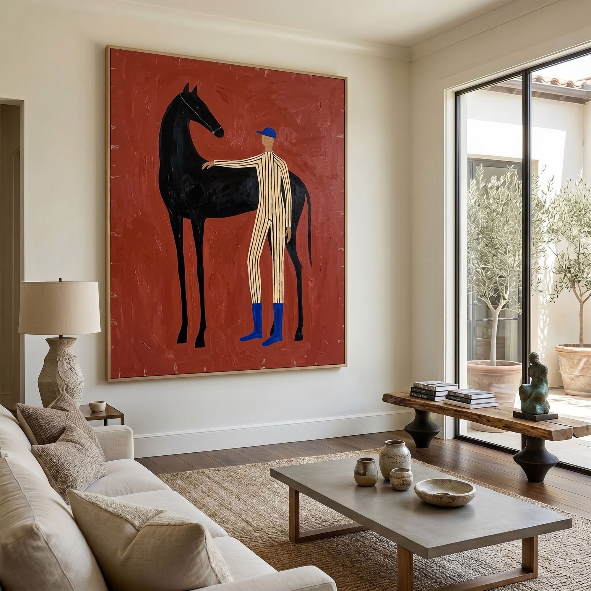 Large Cowboy Wall Art Modern Horse Oil Painting Southwestern Contemporary Artwork