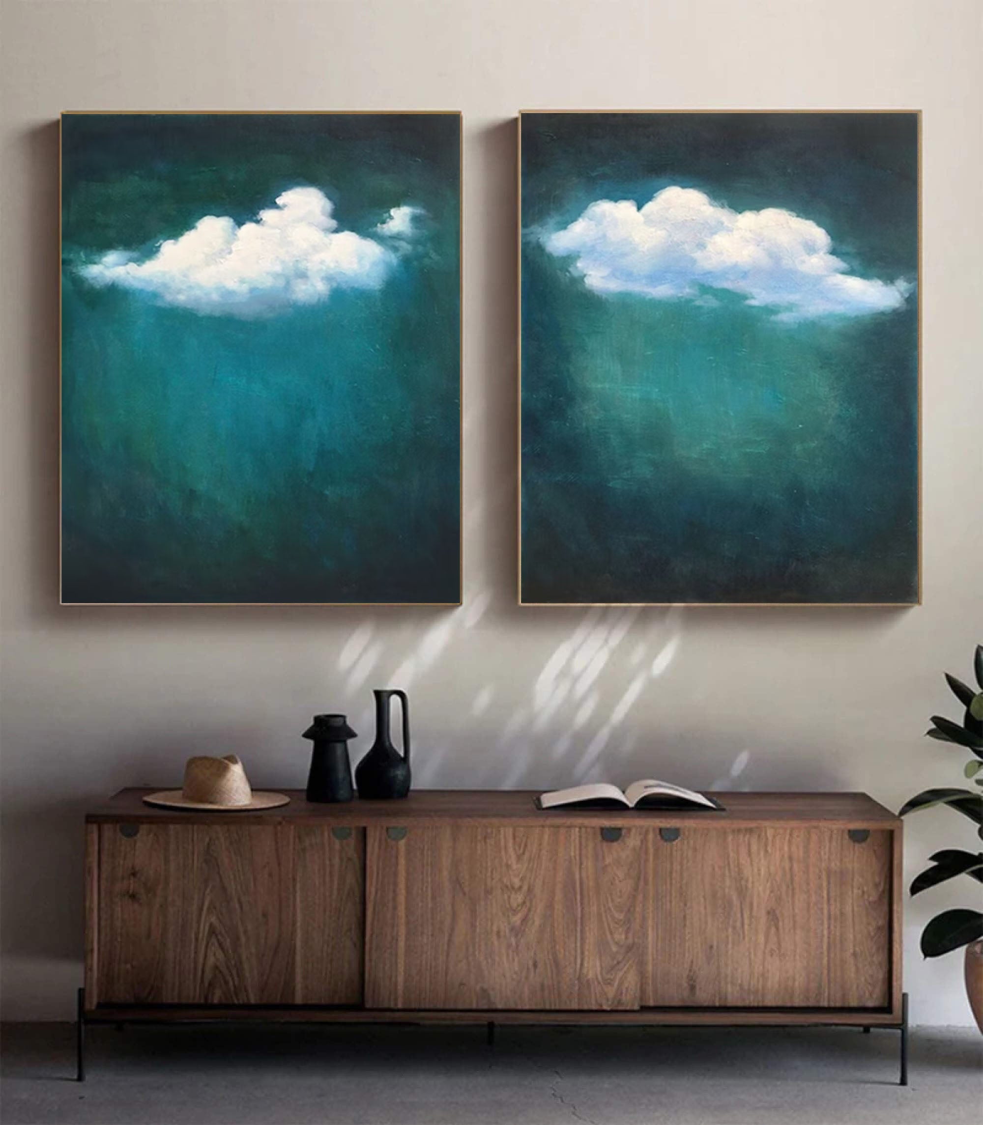 Serene Floating White Cloud Wall Art for Chic Living Spaces Set Of 2 #SP002