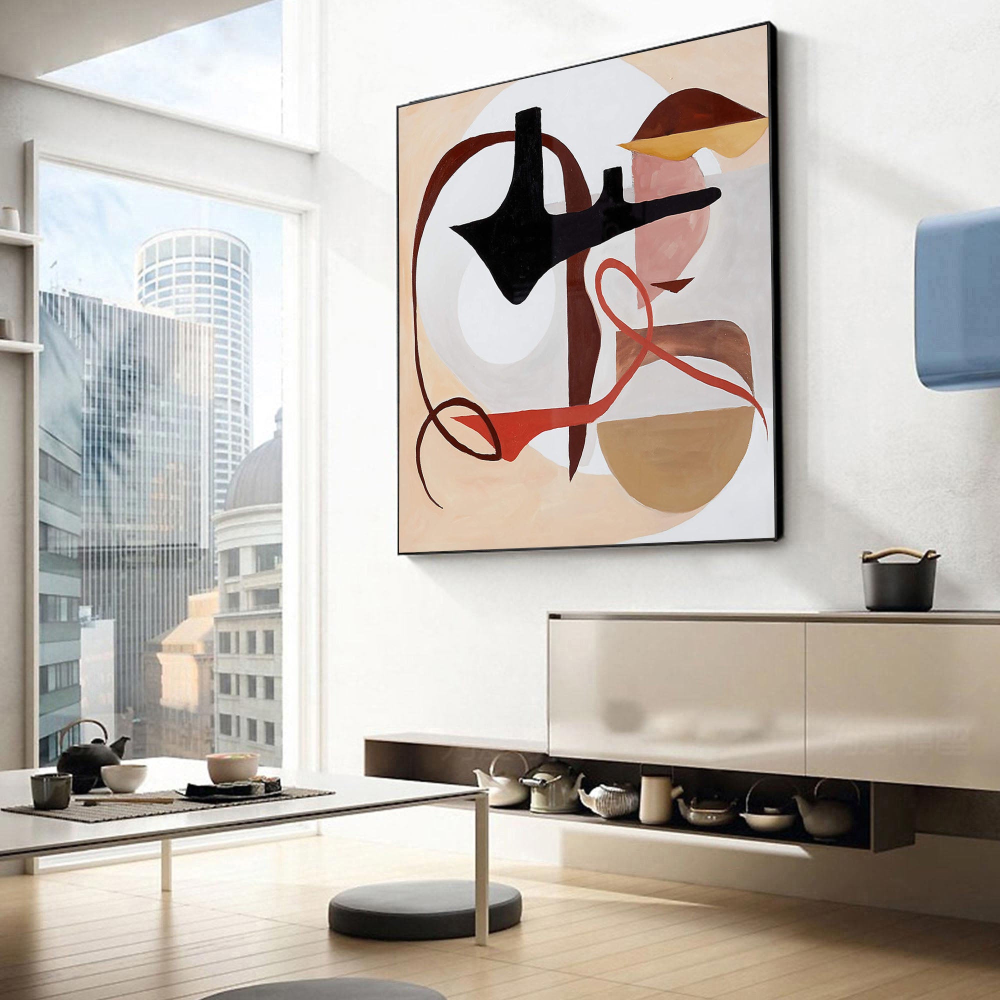 Warm Abstract with Balanced Shapes, Contemporary Wall Art #MM392