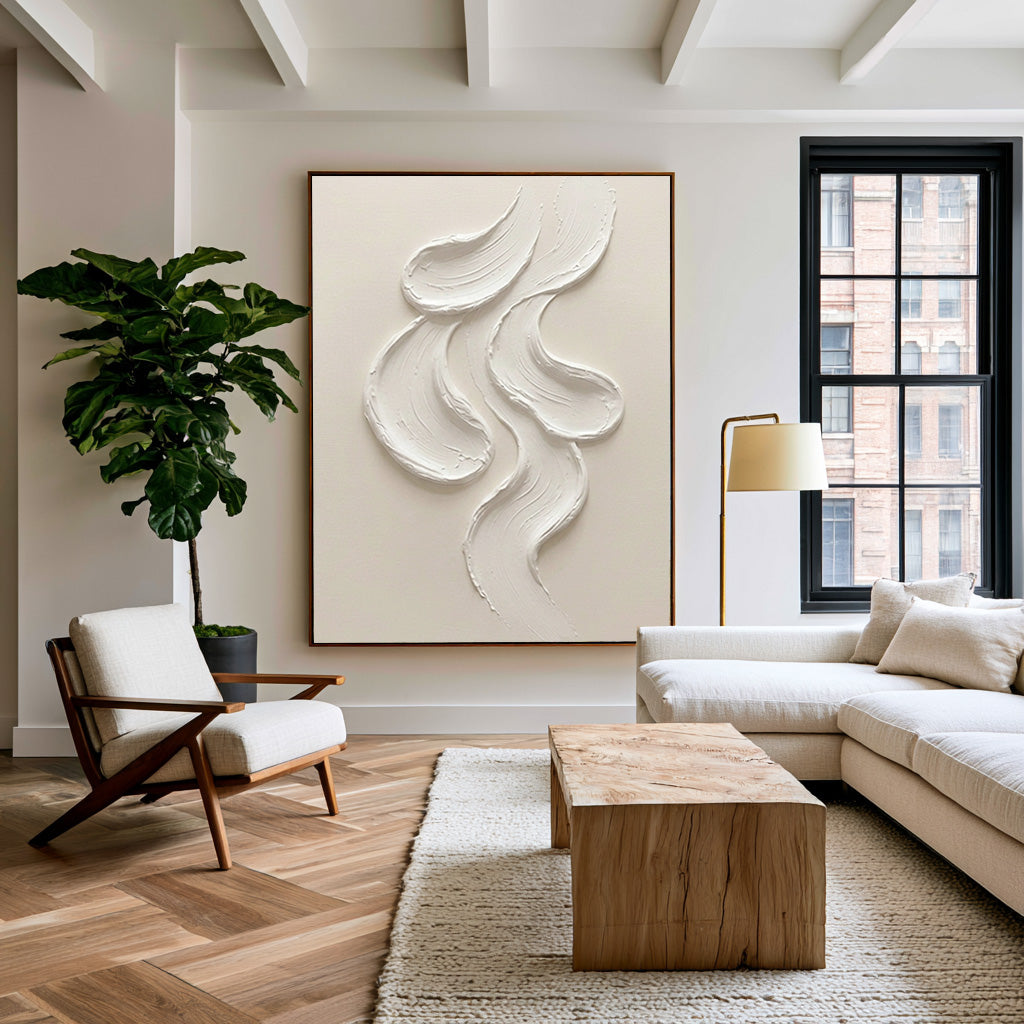 Large Minimalist Textured Wall Art Abstract Sculptural Painting Organic Modern Artwork Contemporary Neutral Home Decor Luxury Statement