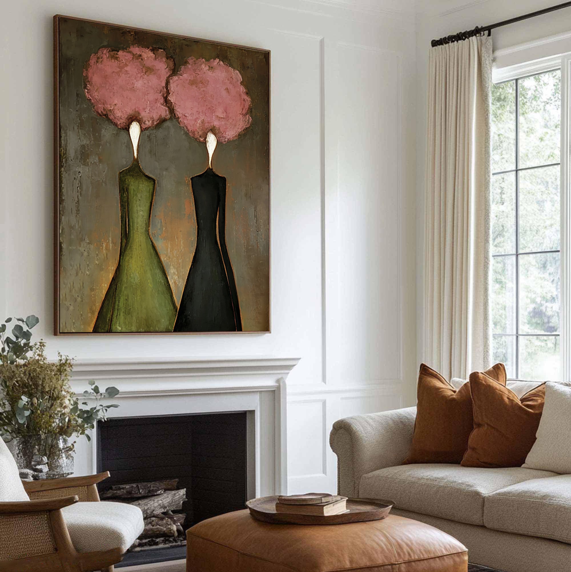 Abstract Women Oil Painting - Soft Contrast Wall Art | KelorArt