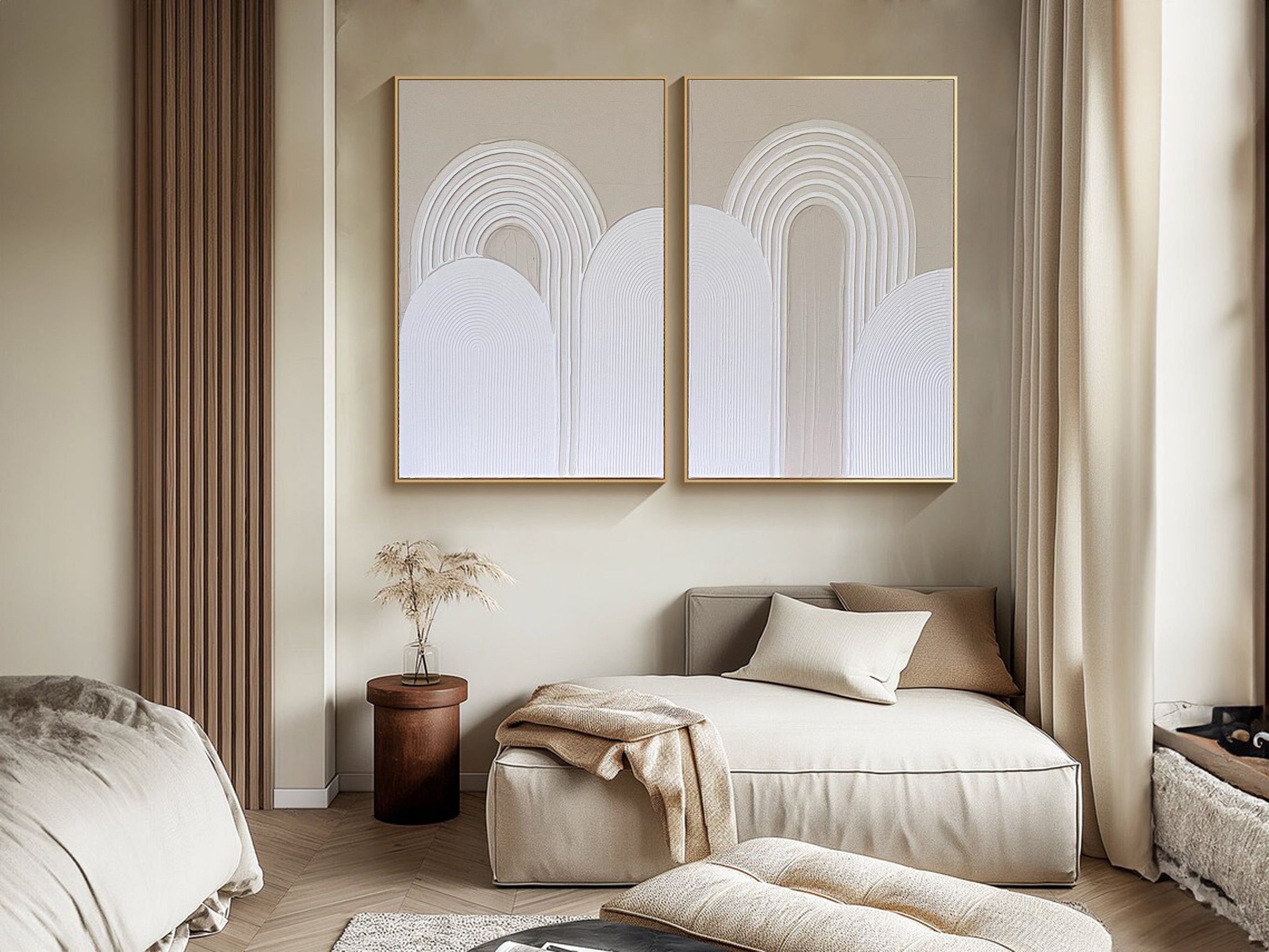 Modern Circular Motifs Wall Art Chic Neutral Tones #MMS049