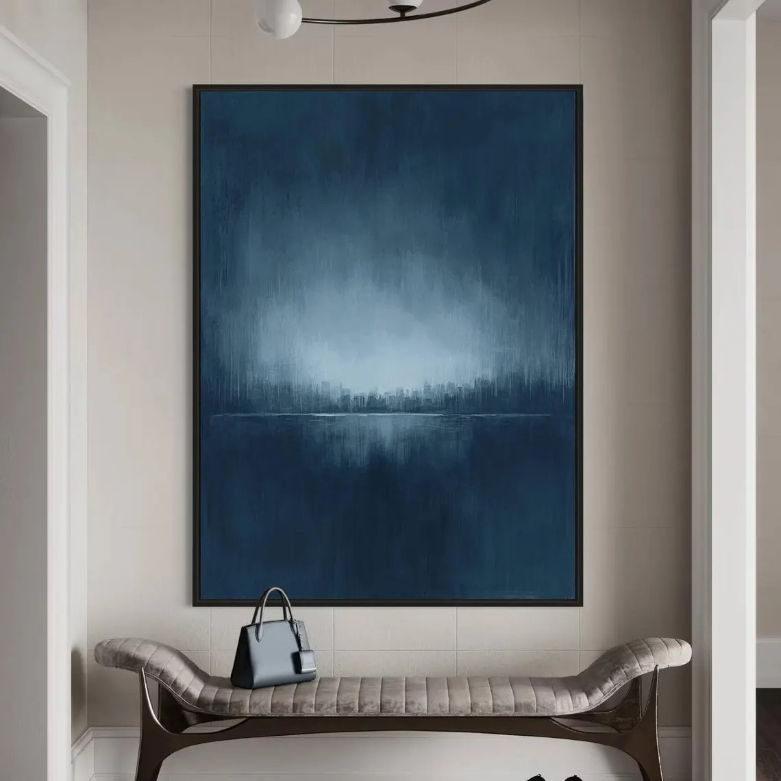 Misty Blue Landscape at Dawn Abstract Atmospheric Painting #MM249