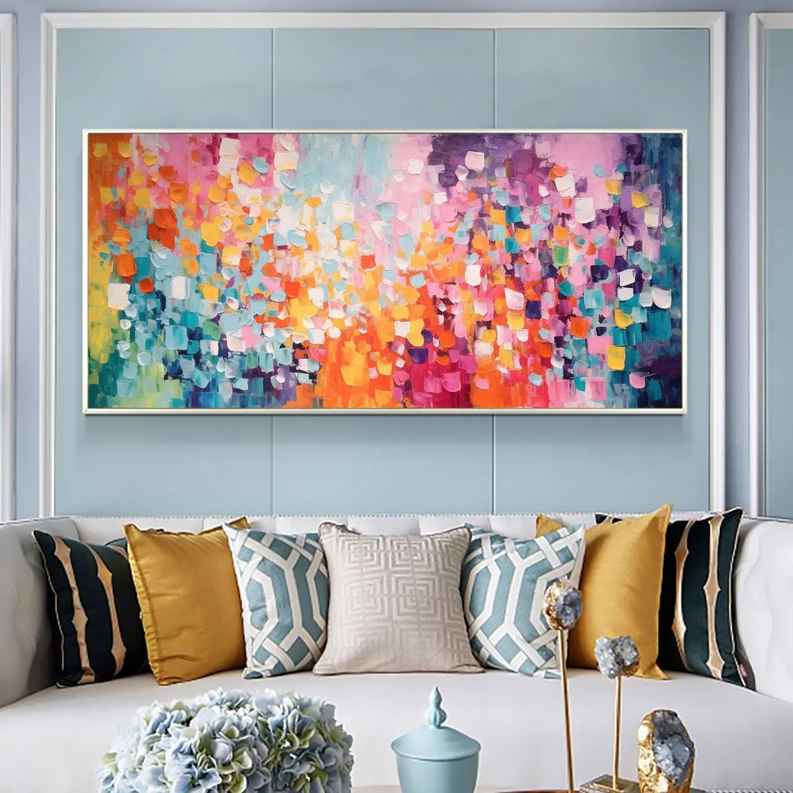 Abstract Expressionist Palette Knife Painting, Vibrant Color Blocks, Modern Canvas Art#MM387