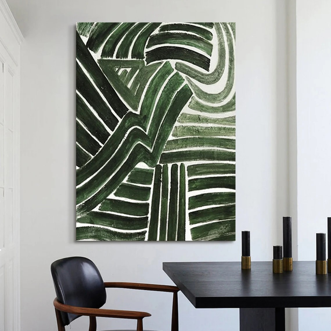 Organic Emerald Green Abstract Contemporary Wall Art #MM206