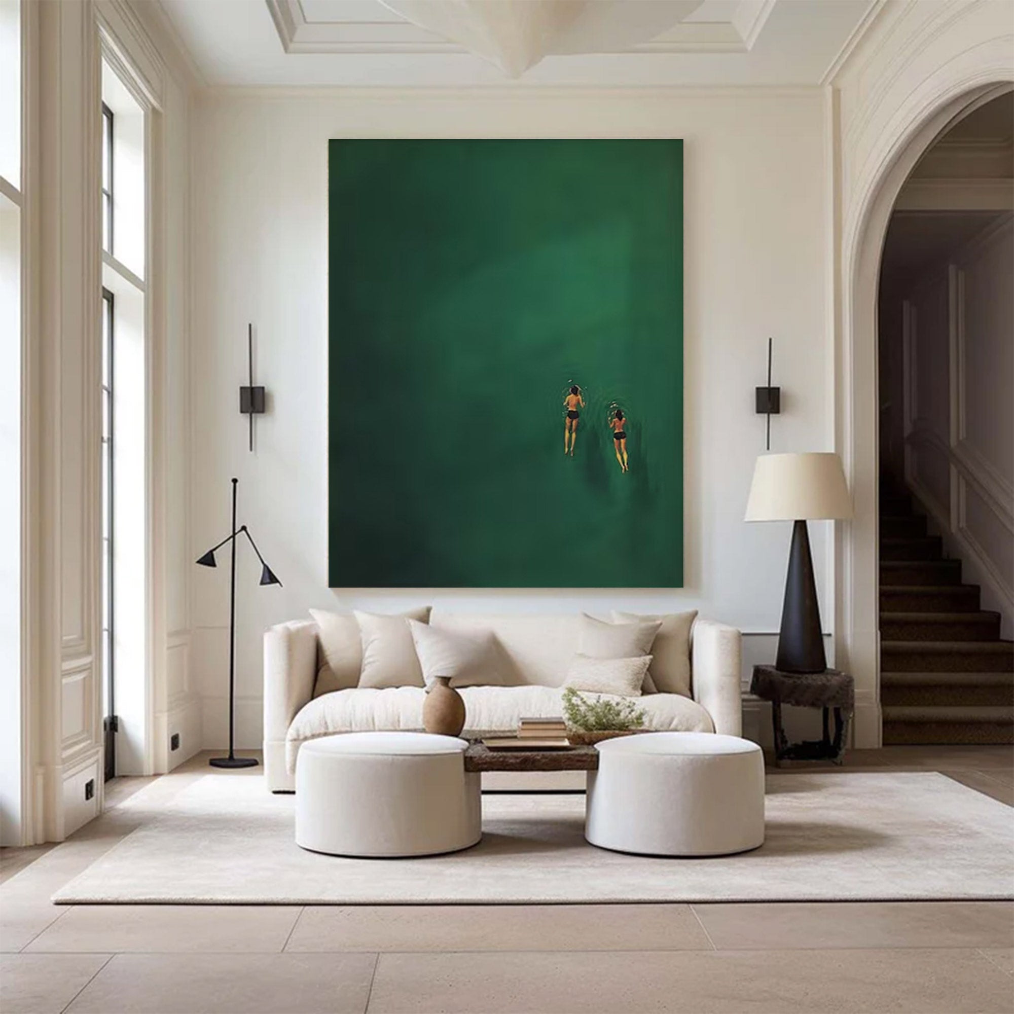 Large Contemporary Aquatic Scene - Green Wall Art | KelorArt #AG 100