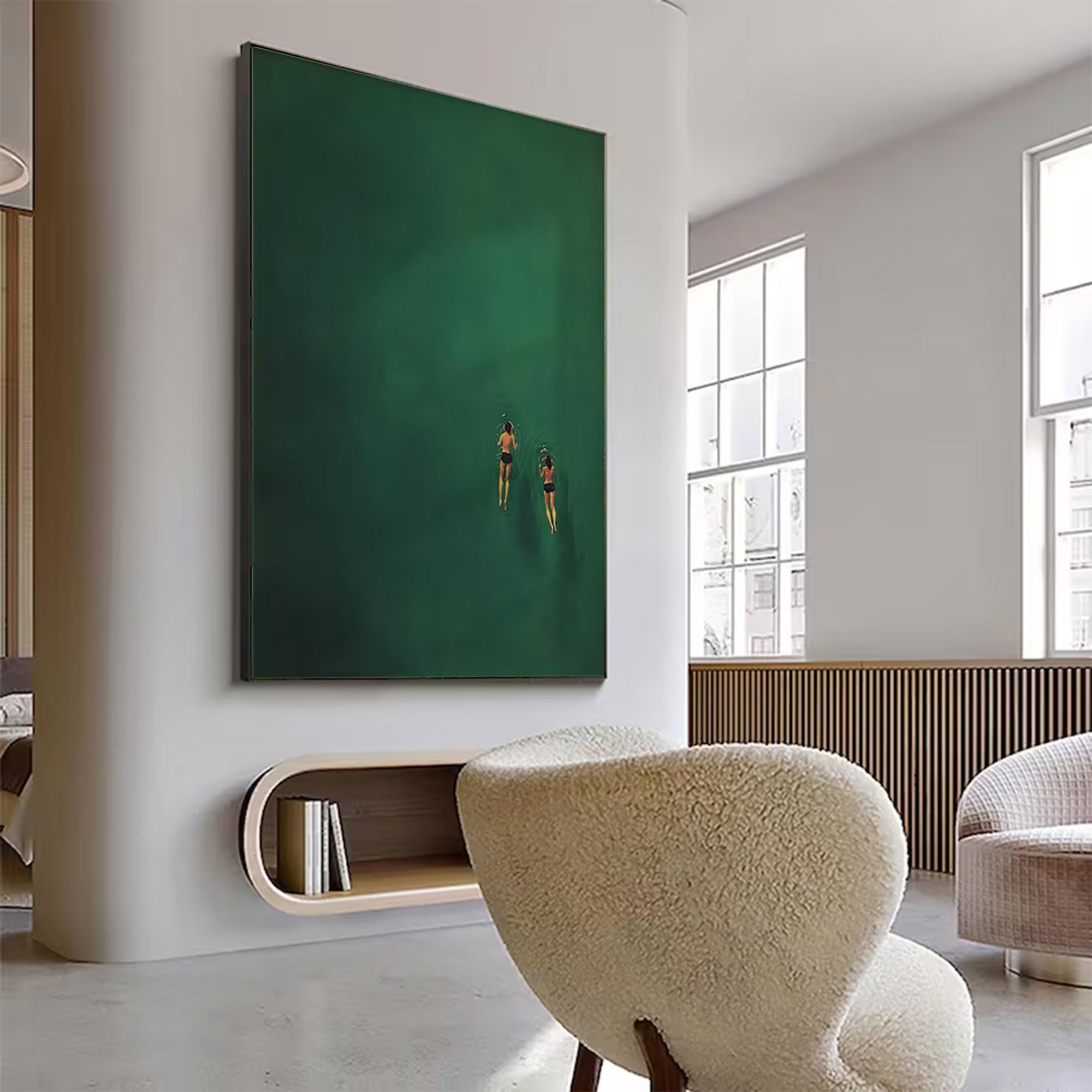 Large Contemporary Aquatic Scene - Green Wall Art | KelorArt #AG 100
