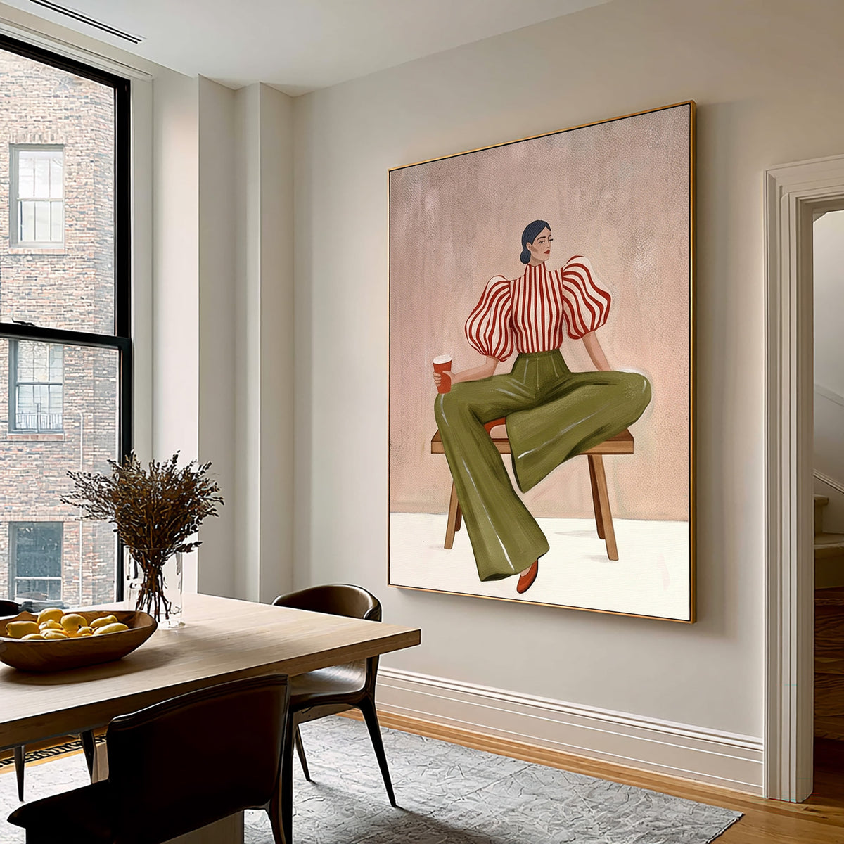 She Sits in Her Own Rhythm Contemporary Female Figure Fashion Painting Wall Art