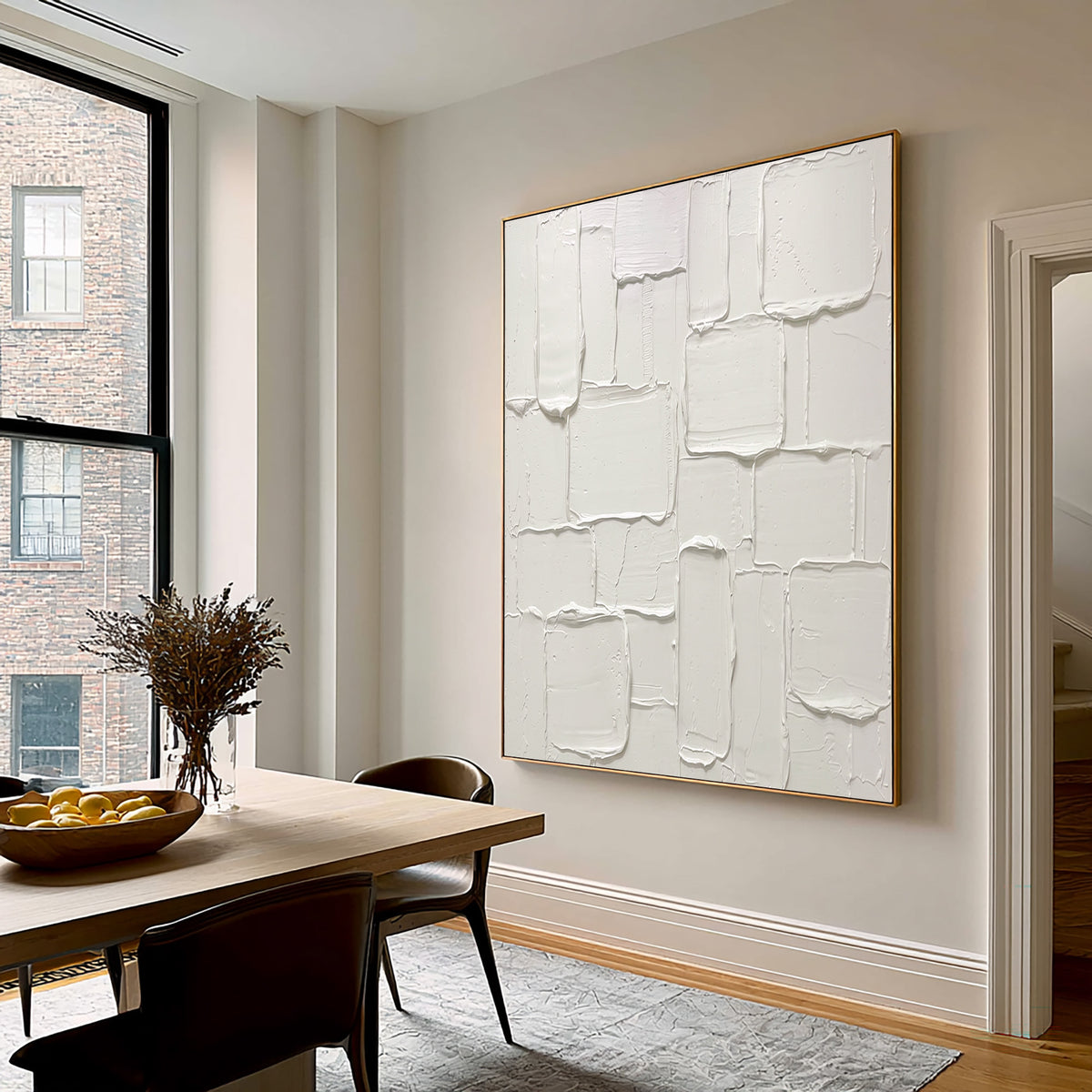 Modern White Relief Textured Abstract Painting Handmade Neutral Wall Art Contemporary Interior Decor