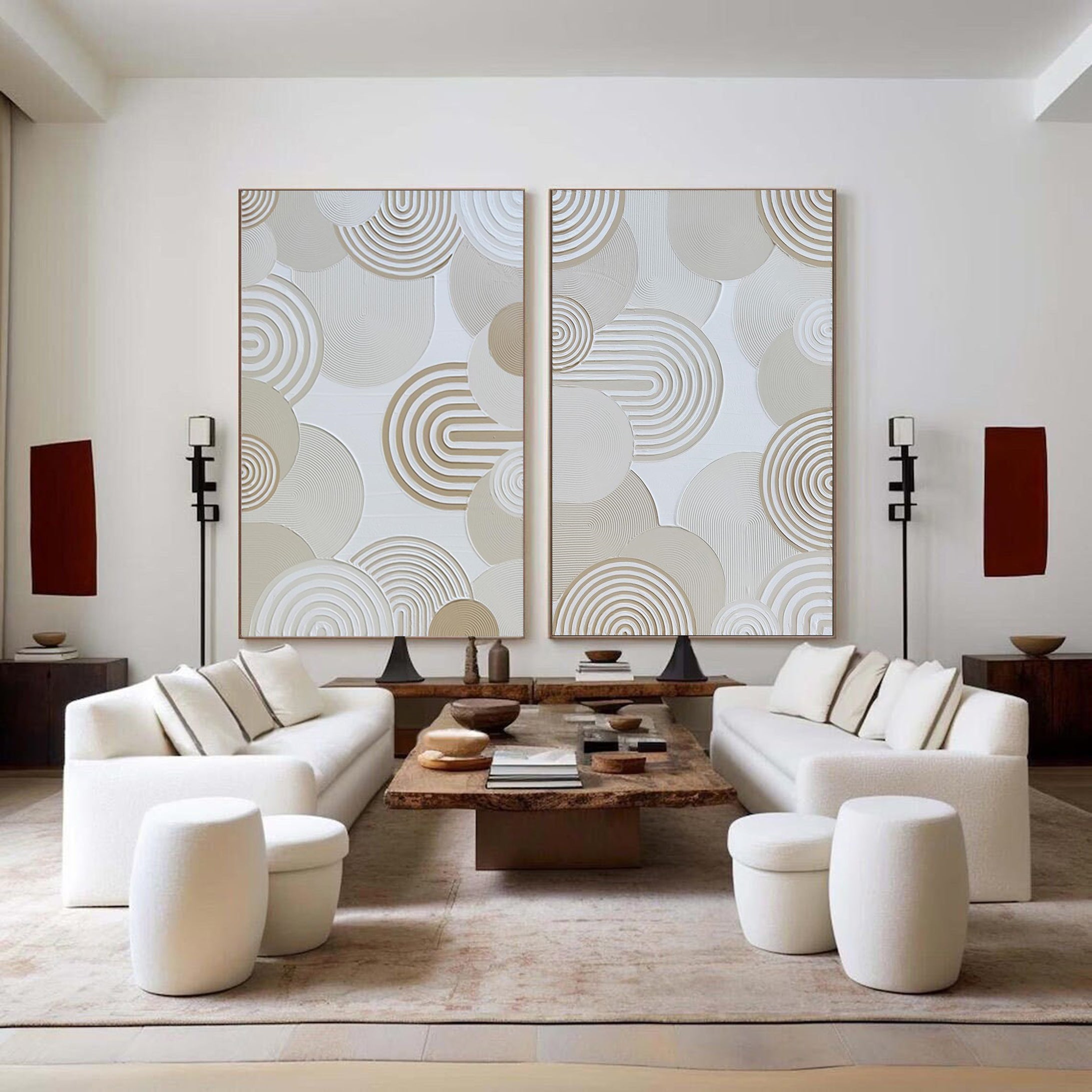 Modern White & Cream Circular Wall Decor For House #MMS048