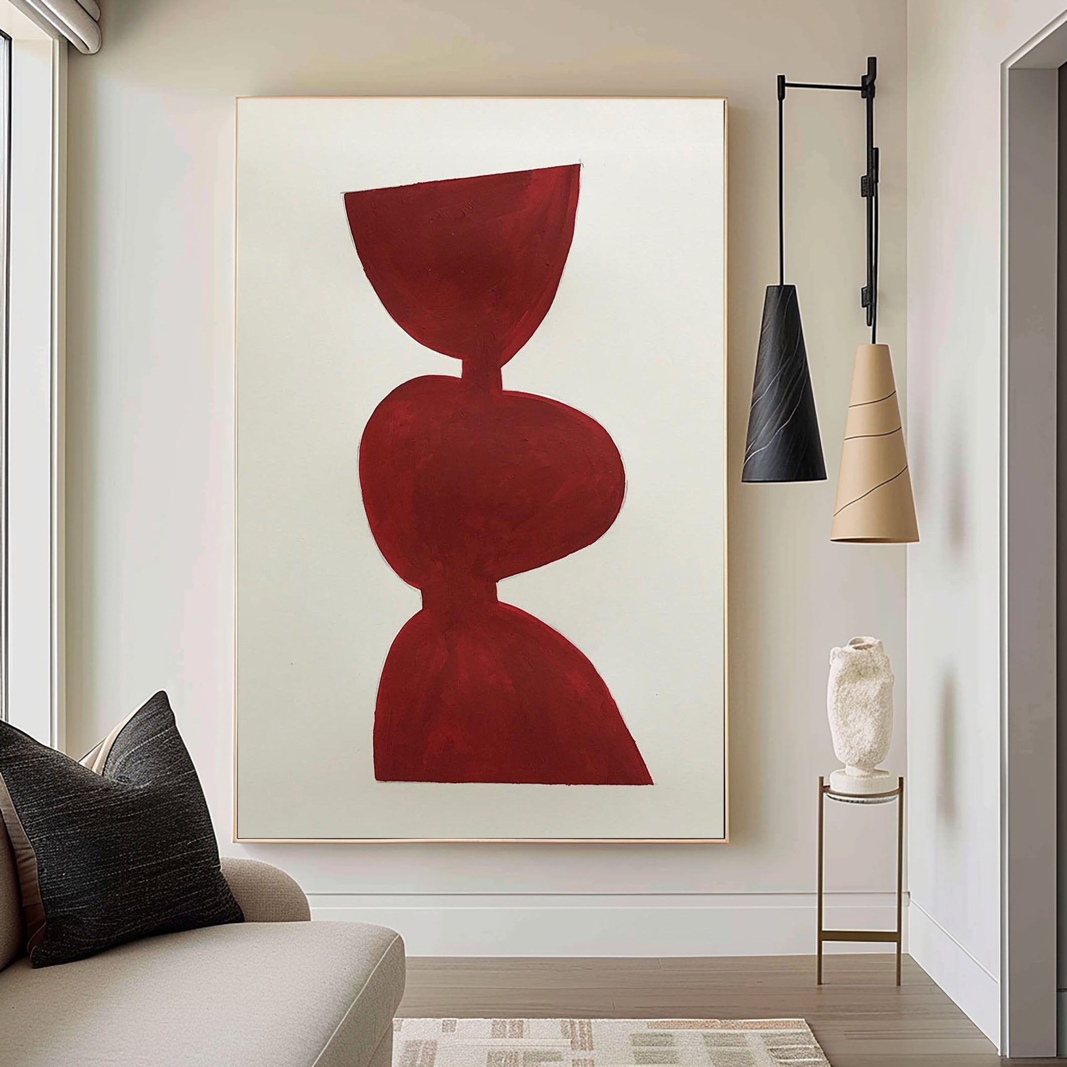 Elegant Burgundy Artwork Minimalist Design For Room Decor #MM071