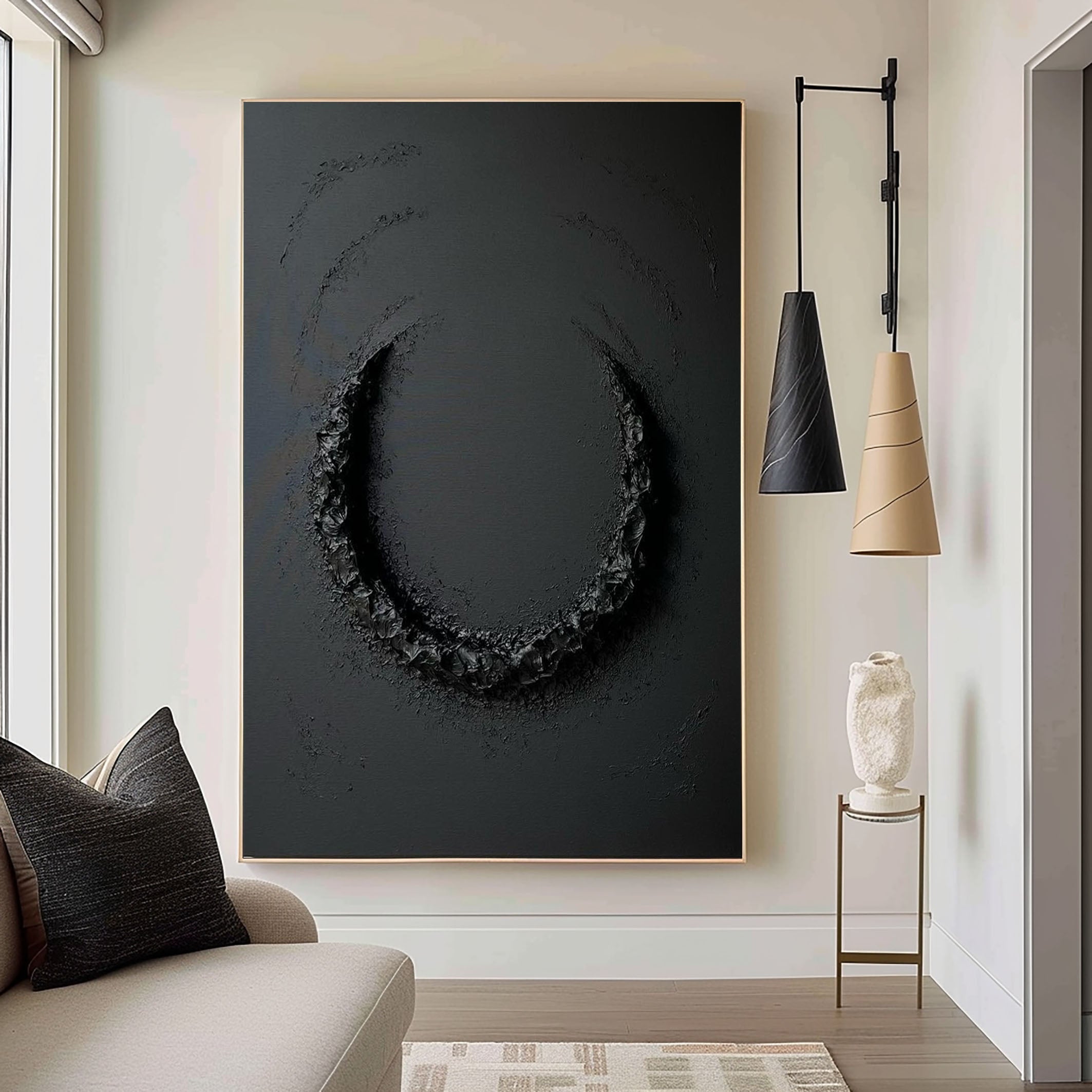 Black Textured Wall Art for Minimalist Decor #MM096