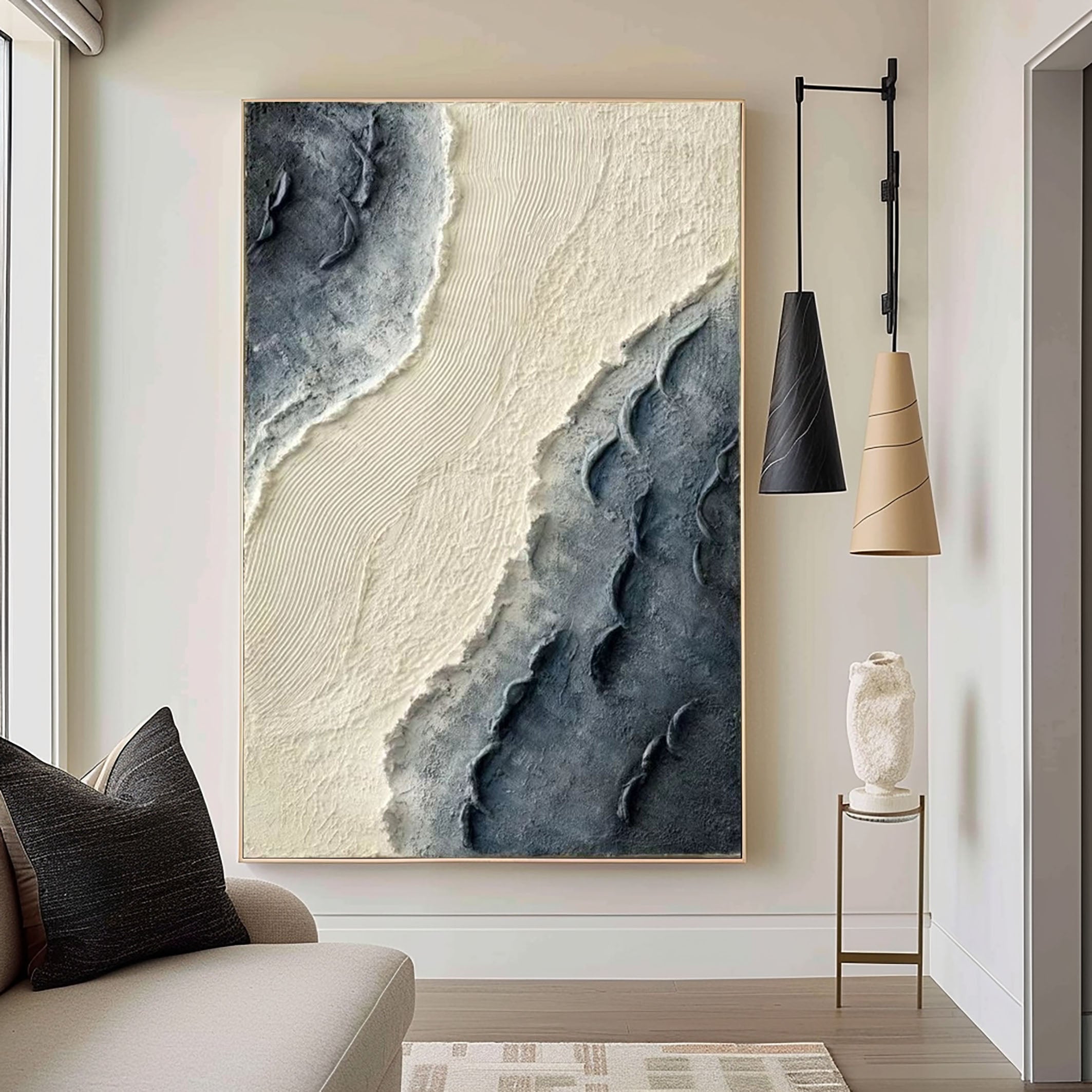 Textured Coastal Dunes Art Modern Ocean Painting #OP002