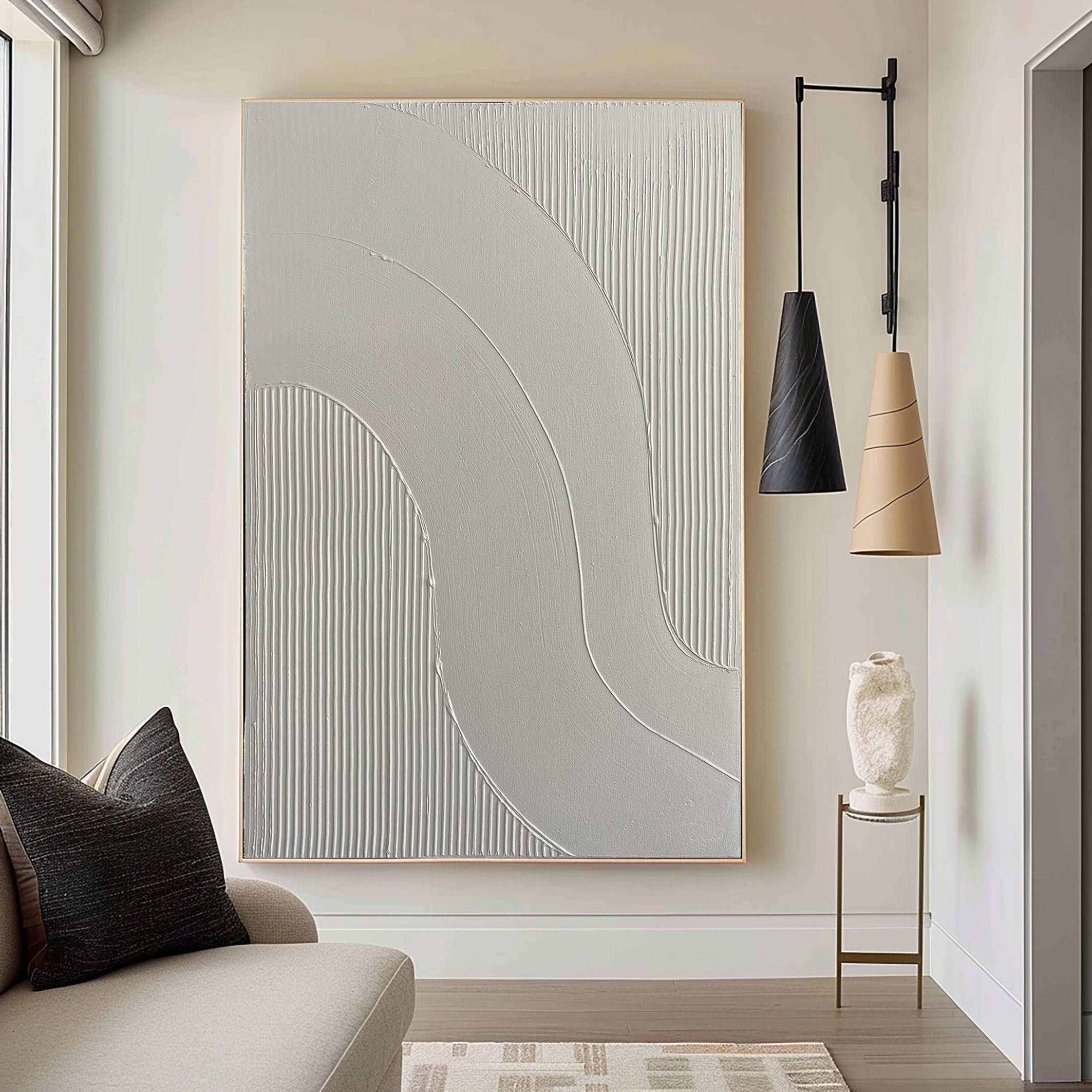 White Wall Art in minimalism, featuring soft, flowing lines.