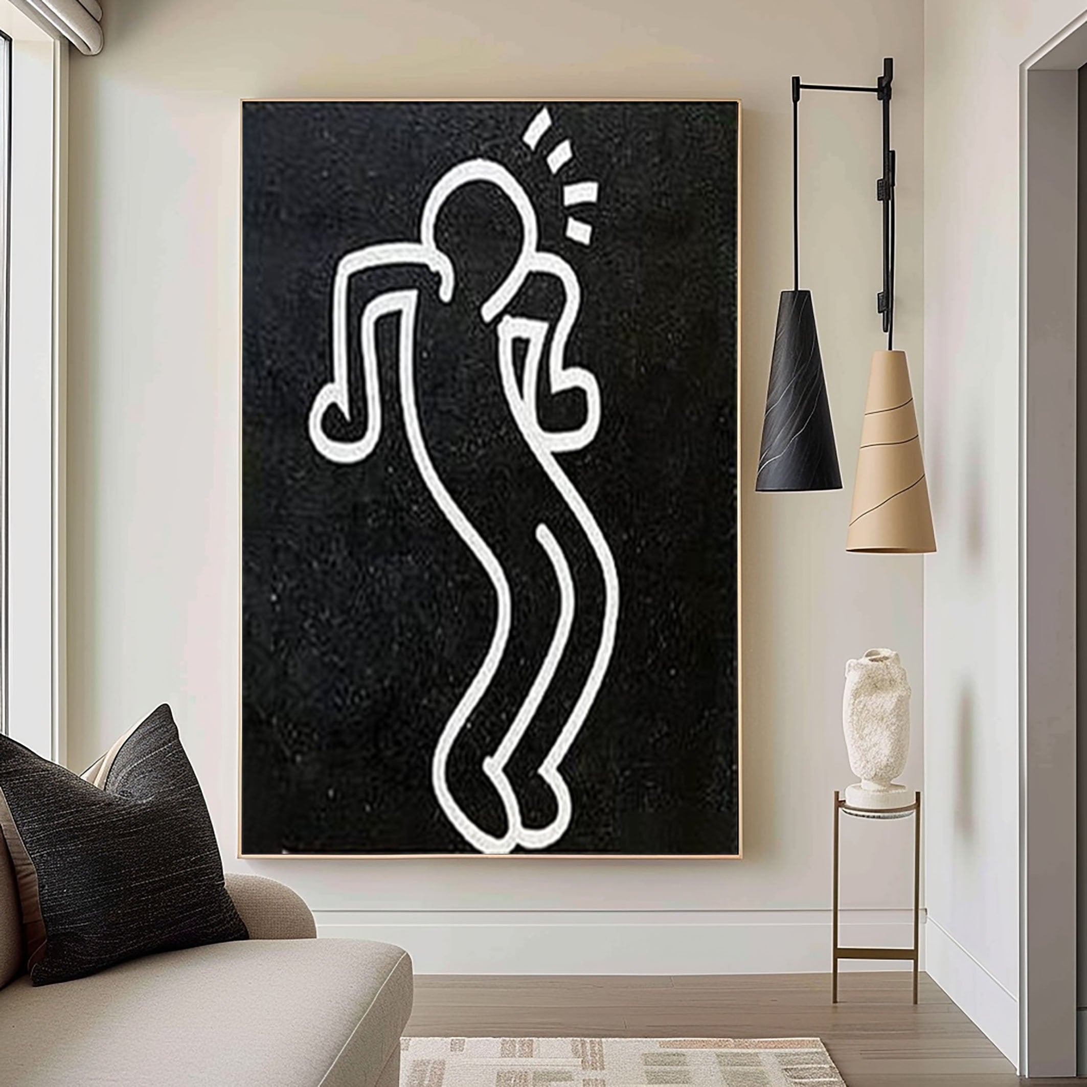 Black and White Abstract People Wall Art Minimalist Human Figure #HF014