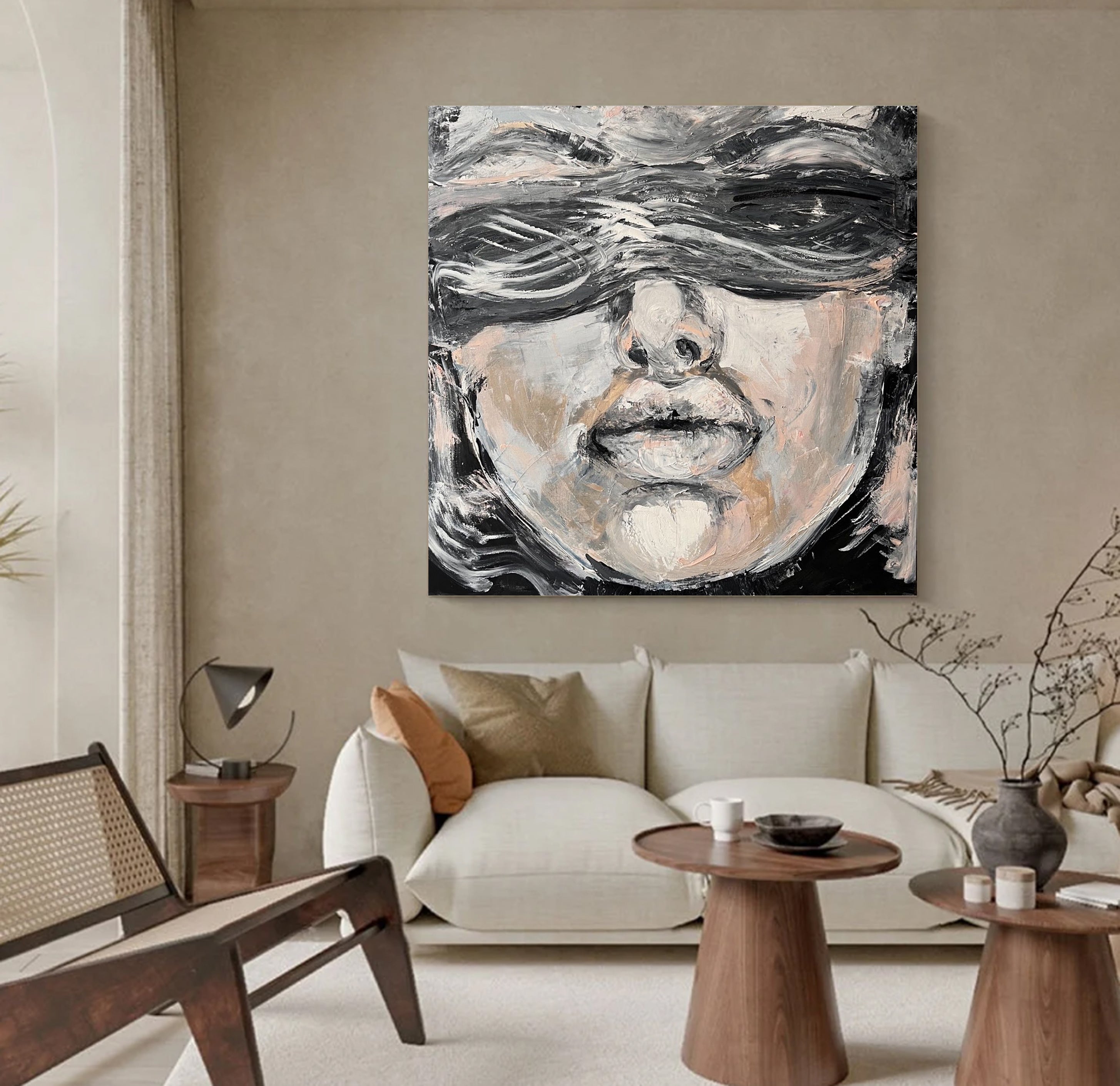 Abstract Human Portrait Contemporary Canvas Art #HF001